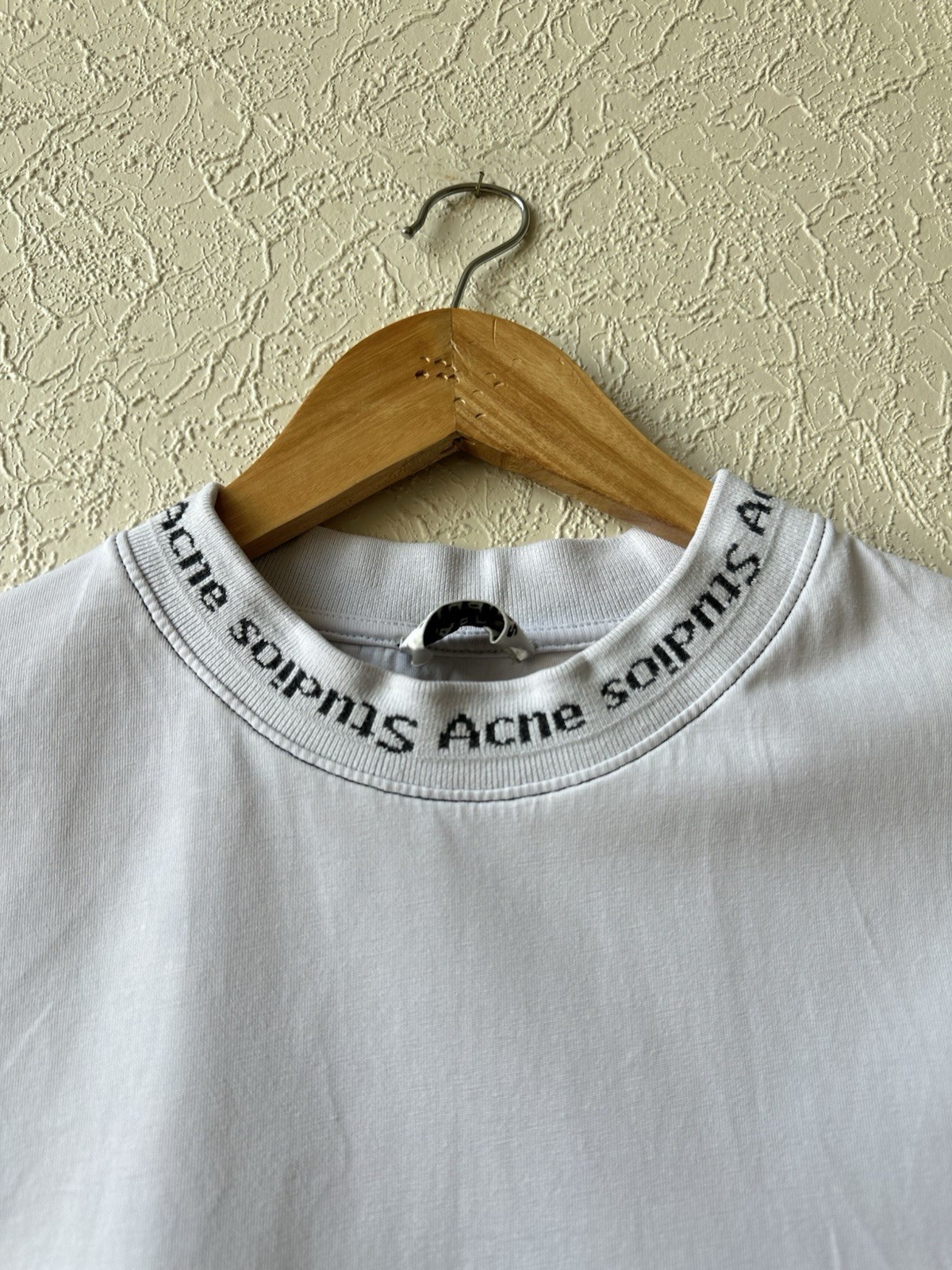 Acne Studios Logo Jacquard Collar White T Shirt