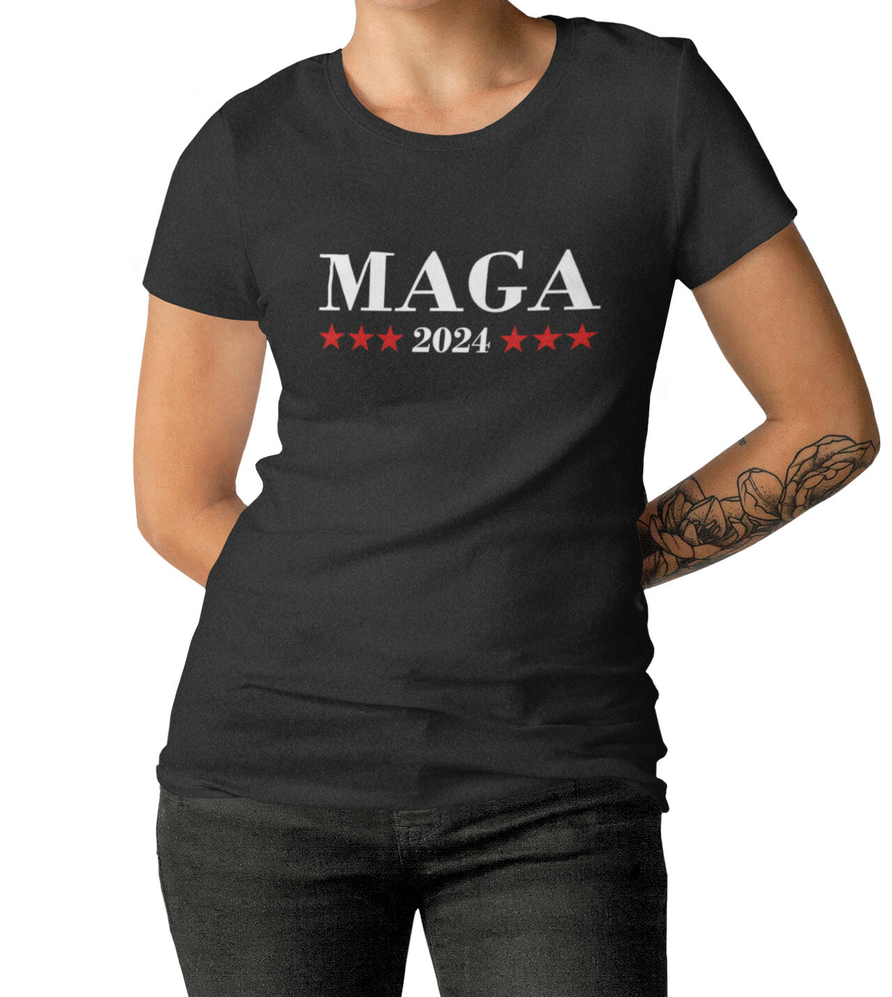 Womens MAGA 2024 T Shirt Make America Great Again Donald Trump Support President