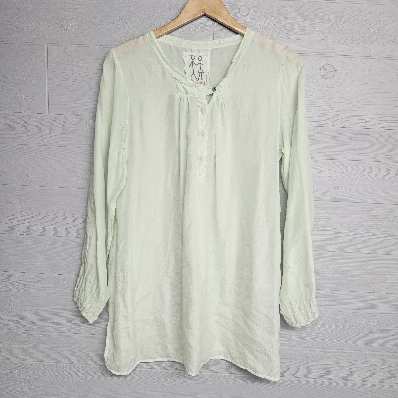 Pete & Greta Green 100% Silk Lightweight Blouse Womens Size Small