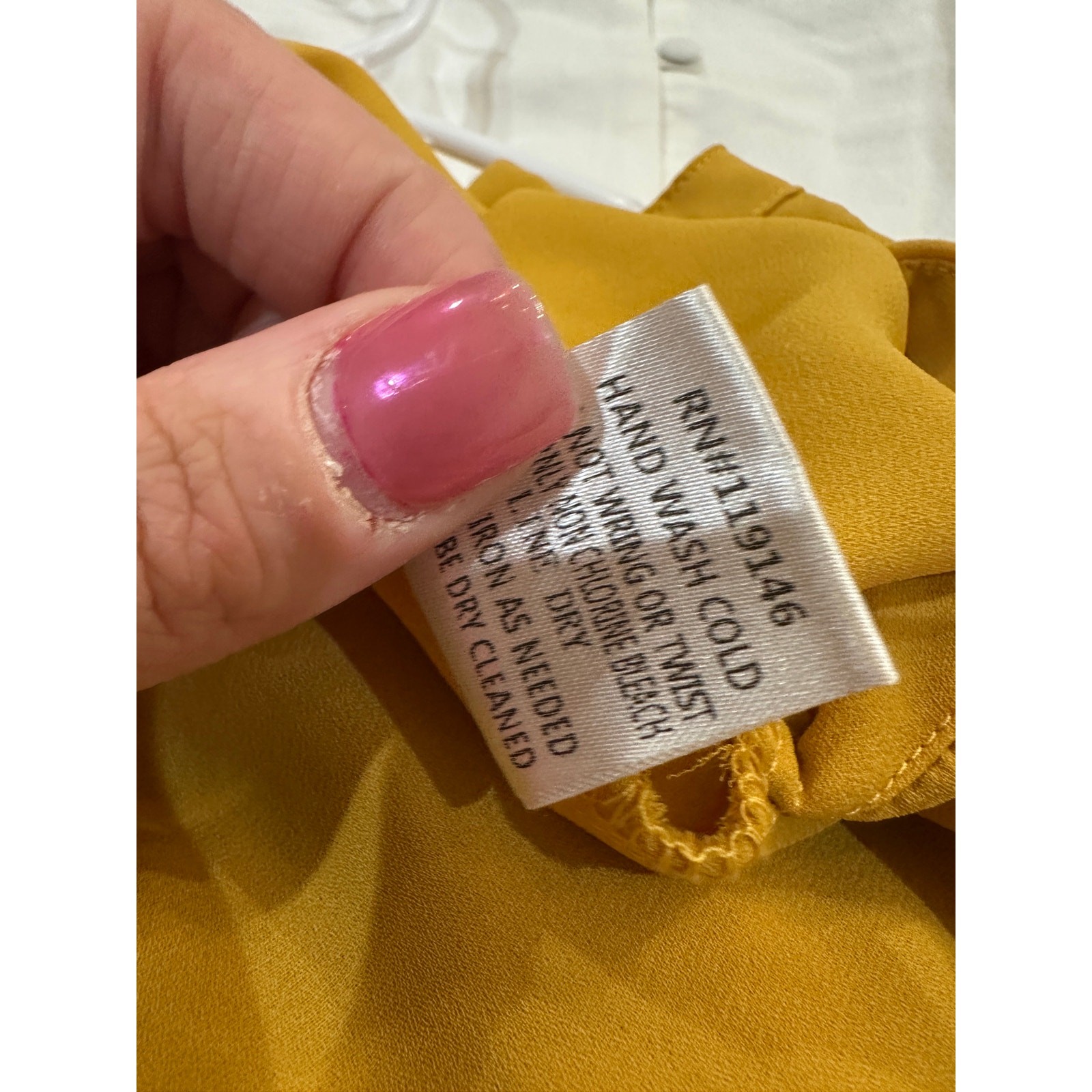 JODIFL Women’s Small Yellow Keyhole V-Neck Neckline Drape Long Sleeve Blouse