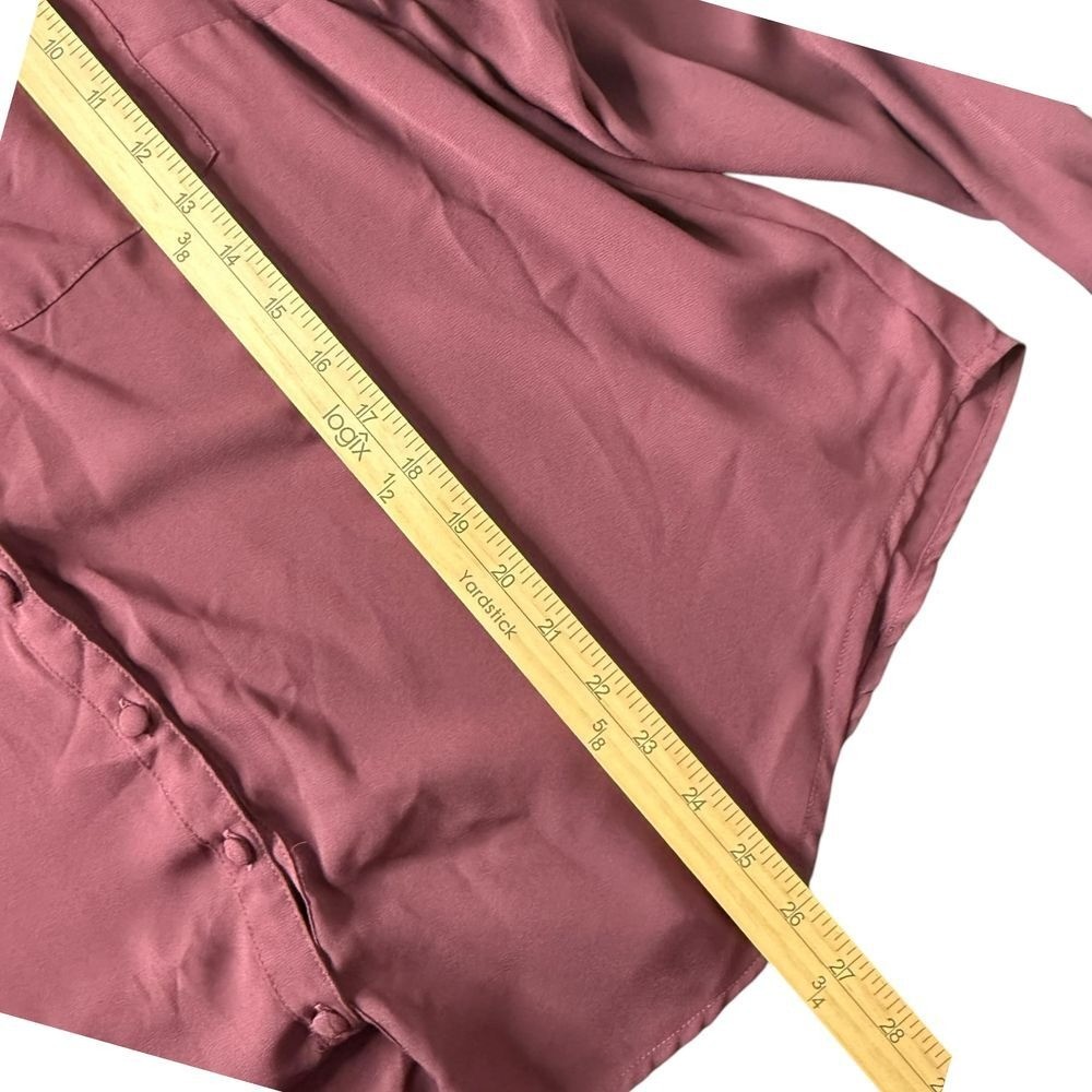 Torrid Madison Georgette Button Up Long Sleeve Top Size M Burgundy Blouse