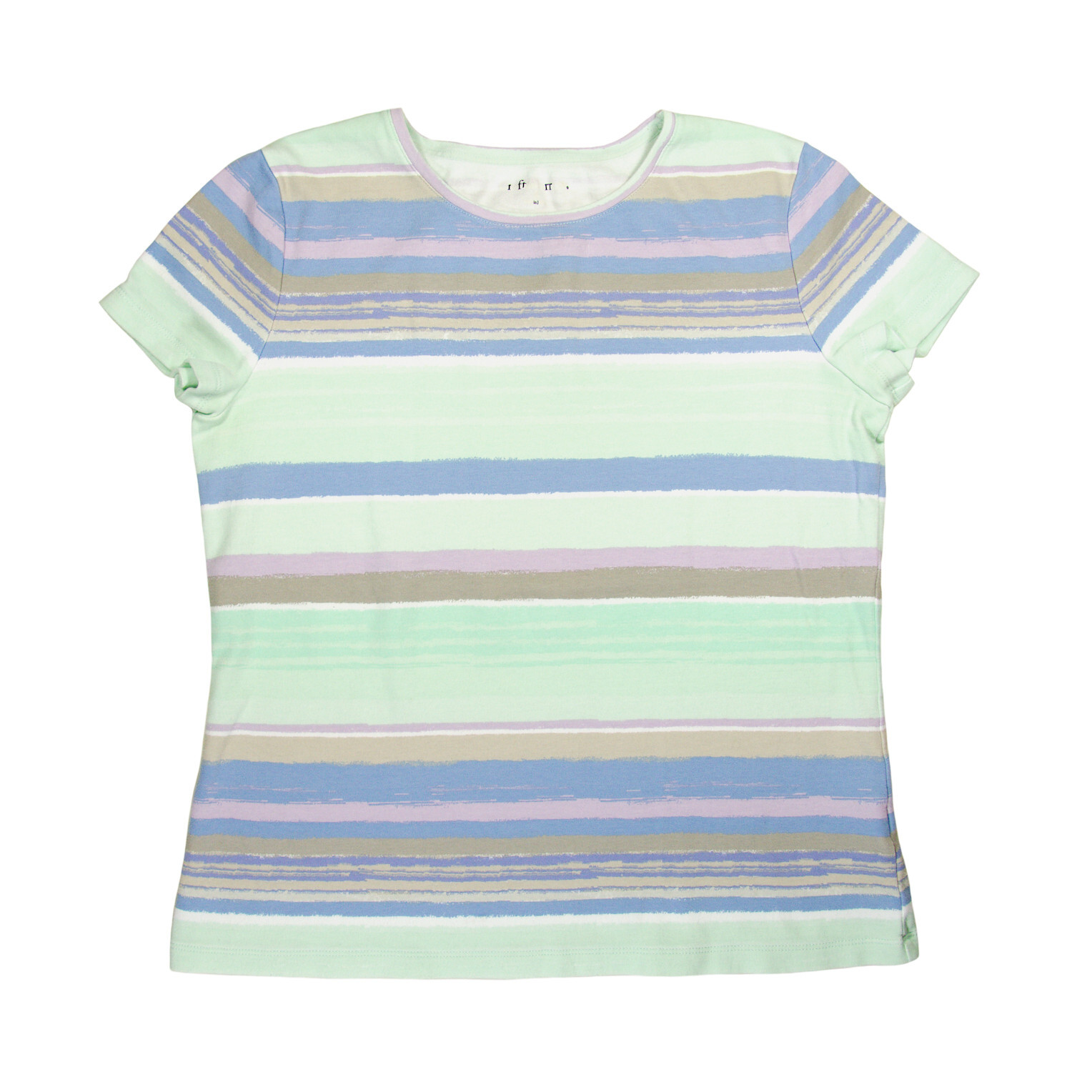 Croft & Barrow Cap Sleeve Cotton T-Shirt Pastel Striped Tee Top (Womens Size S)