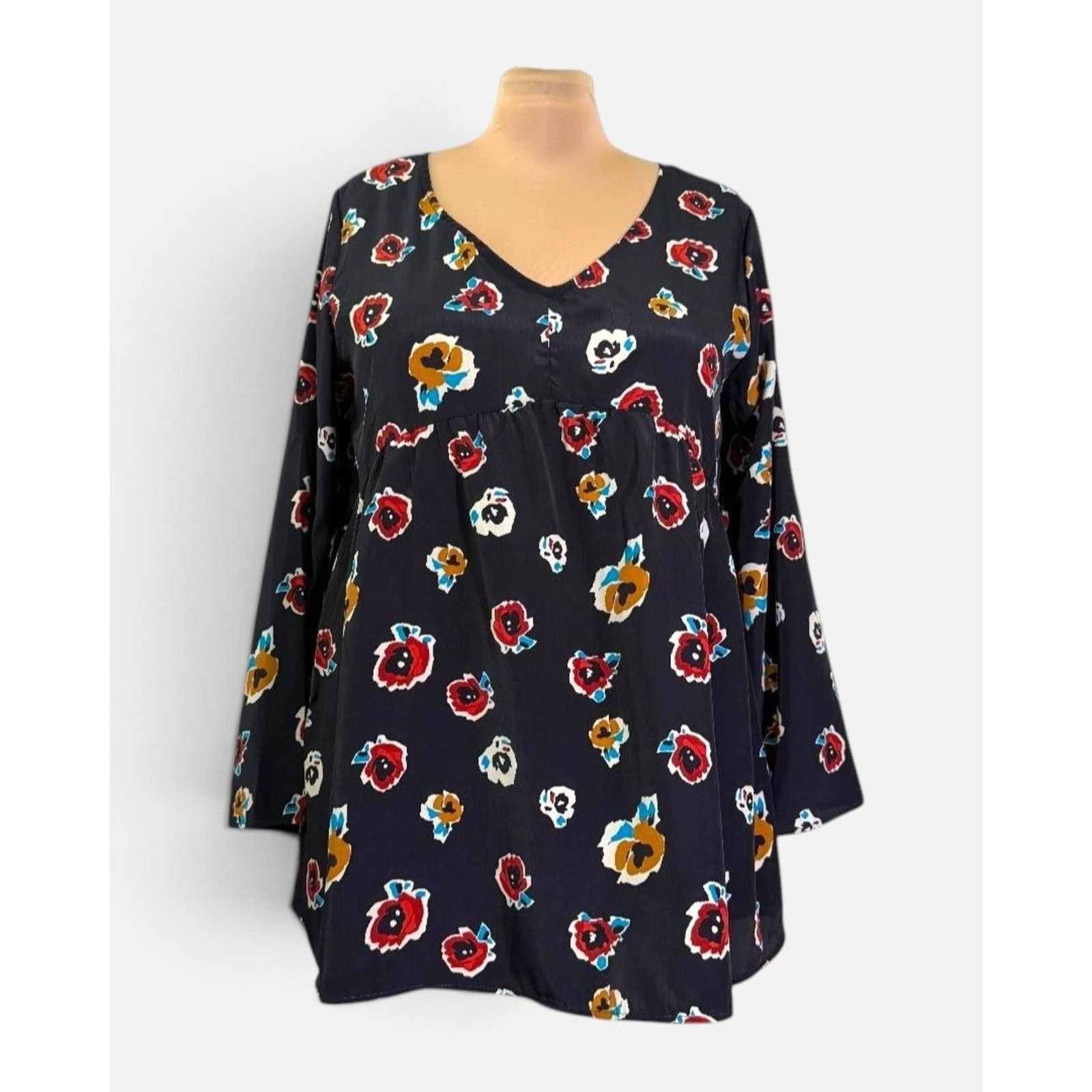 Hayden Los Angeles Black Floral Print Boho Tunic Blouse, NWT! Size 1XL