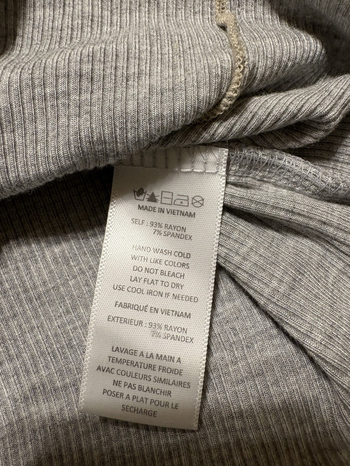 Lazy Sundays Grey Ribbed Tank Top Exposed Seams Raw Hem XS