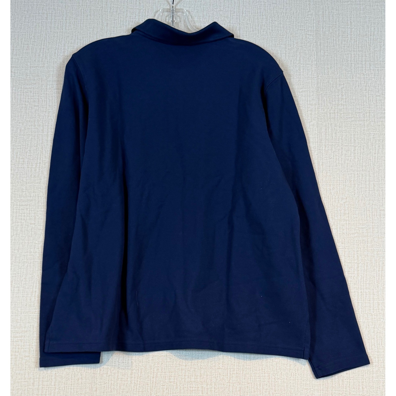 LL Bean Womens L Navy Blue Double L Long Sleeve Polo Corporate Endorsement Aflac