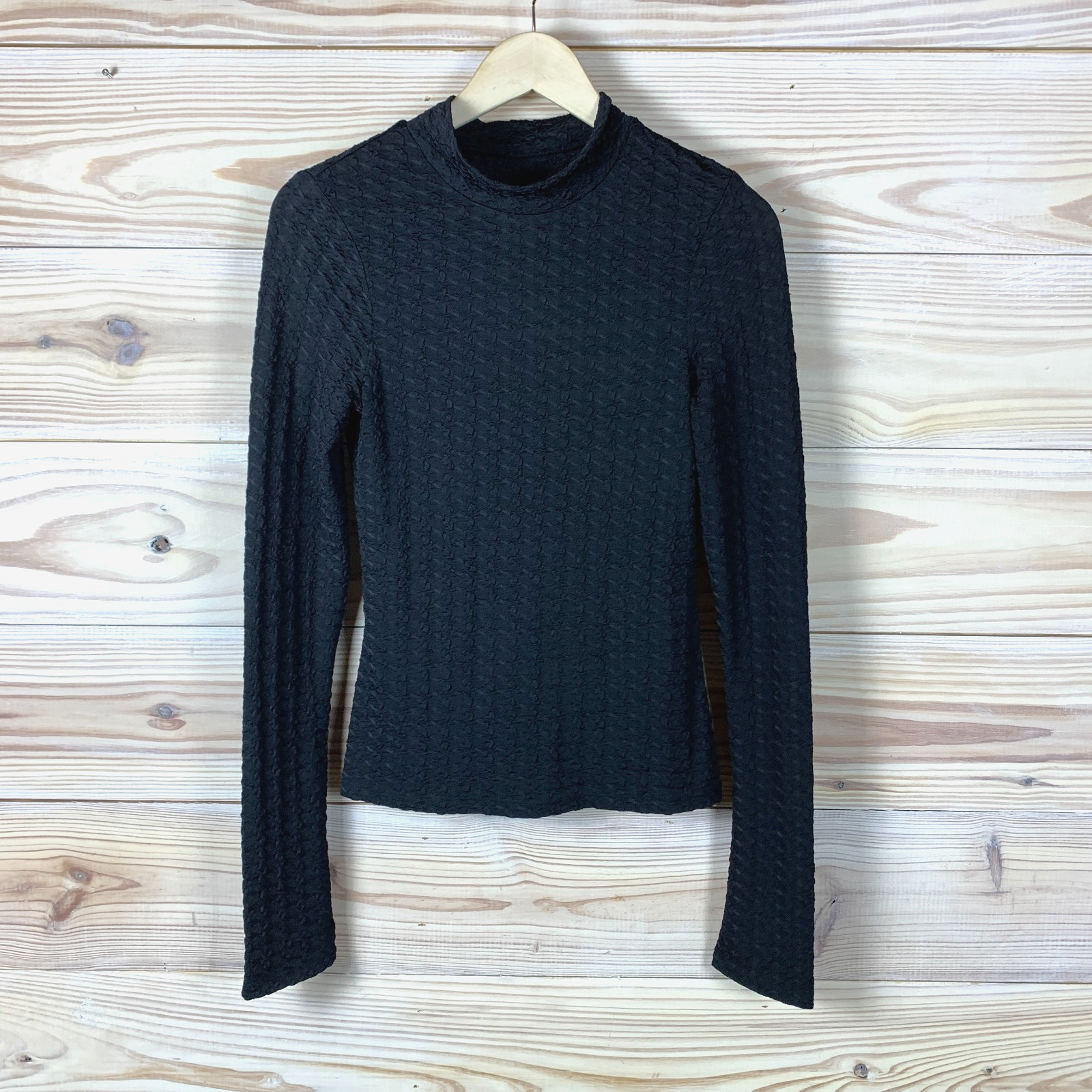 The Noli Shop Top Women Medium Florence Sheer Turtleneck Black