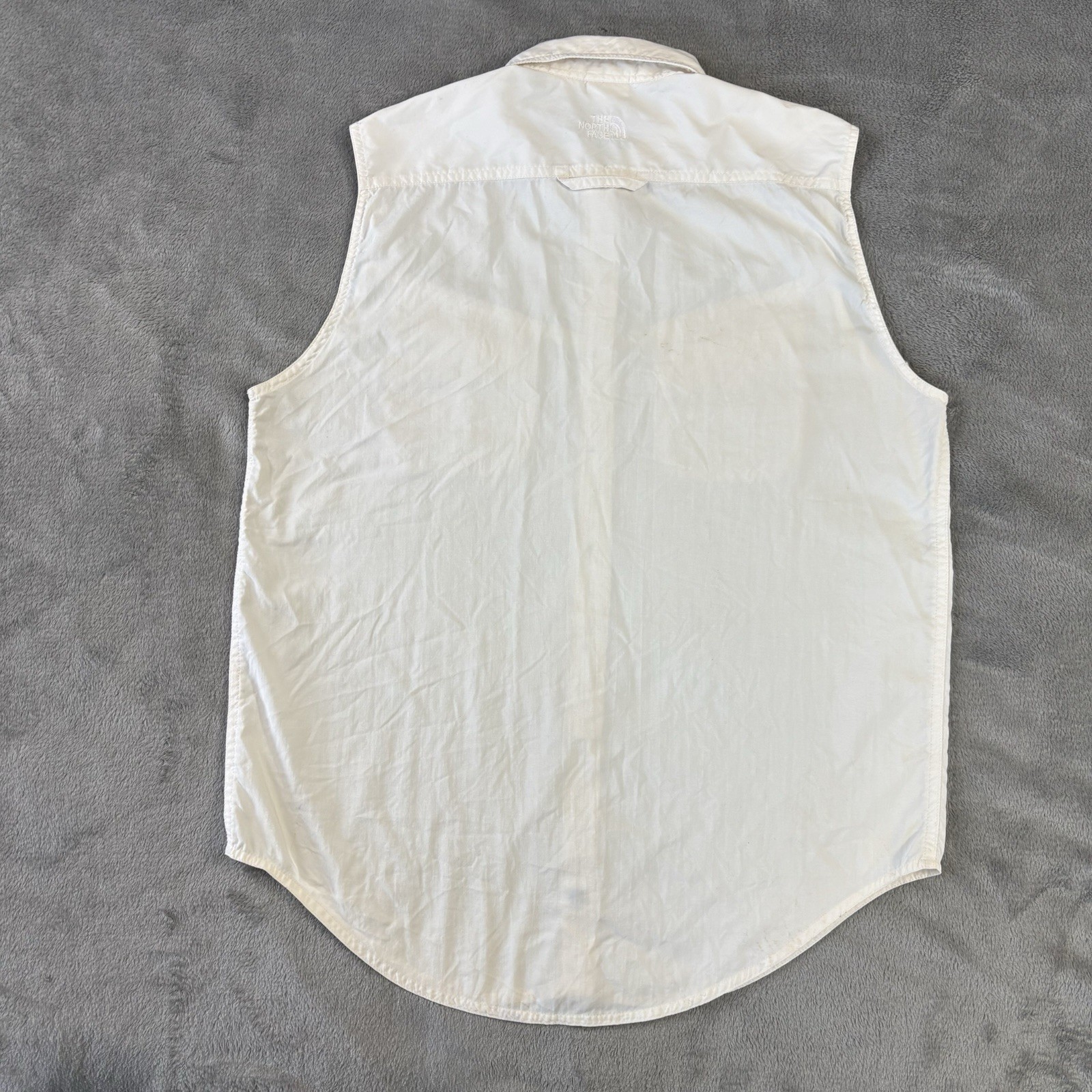 The North Face Shirt Women XL Ivory Sleeveless Pocket Button Up Gorpcore Outdoor