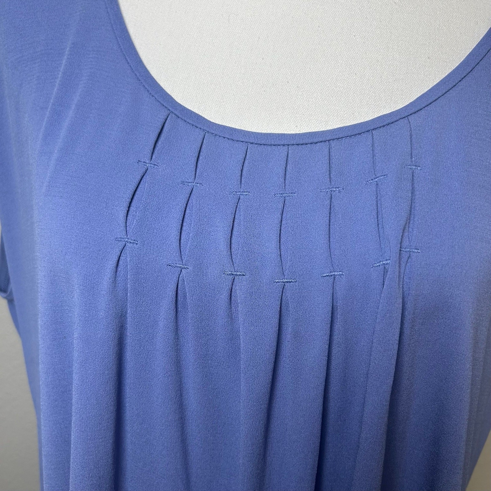 Eileen Fisher woman 100% silk pintuck detail sleeveless periwinkle tunic tank 1X
