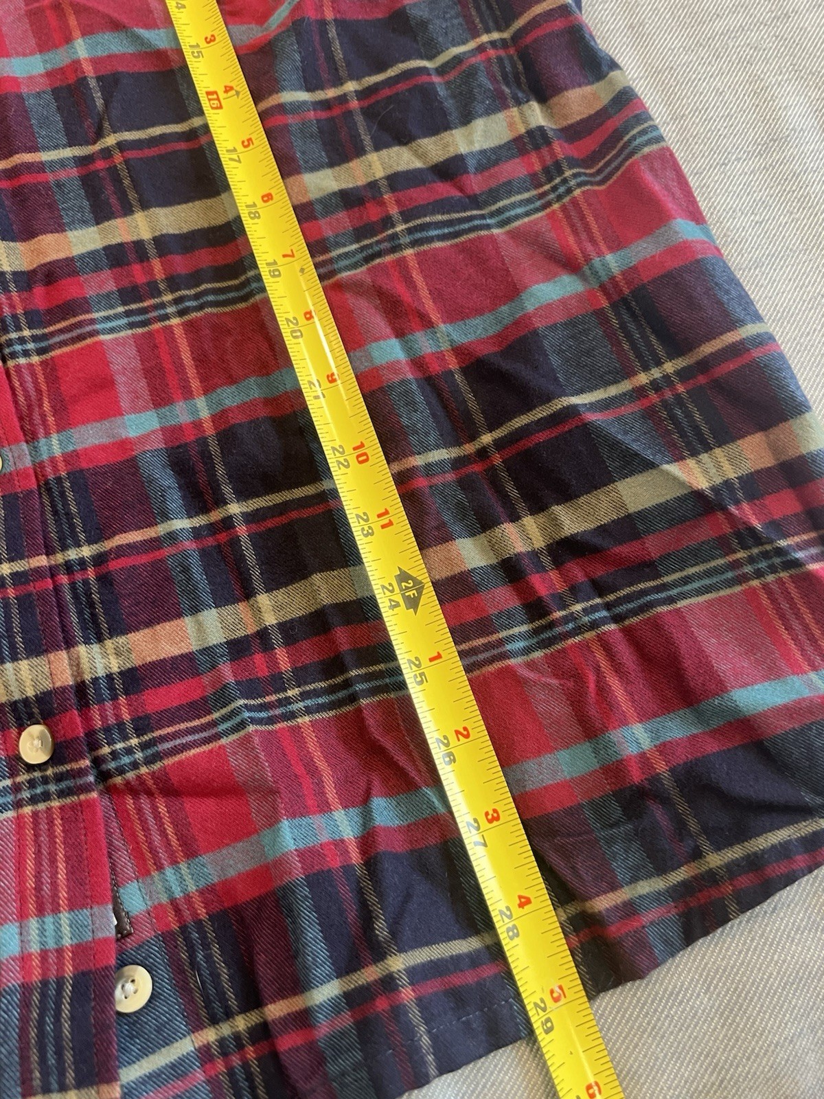 CQR Women’s Plaid Flannel Shirt With Chambray Flip Cuffs Size 2XL