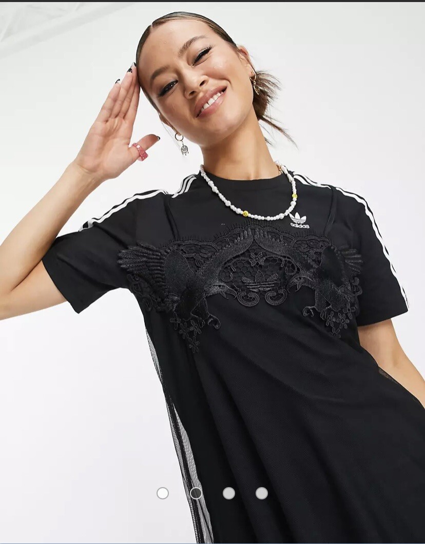Adidas x Dry Clean Only Bangcock Lace T shirt Dress Small RARE!! NWT