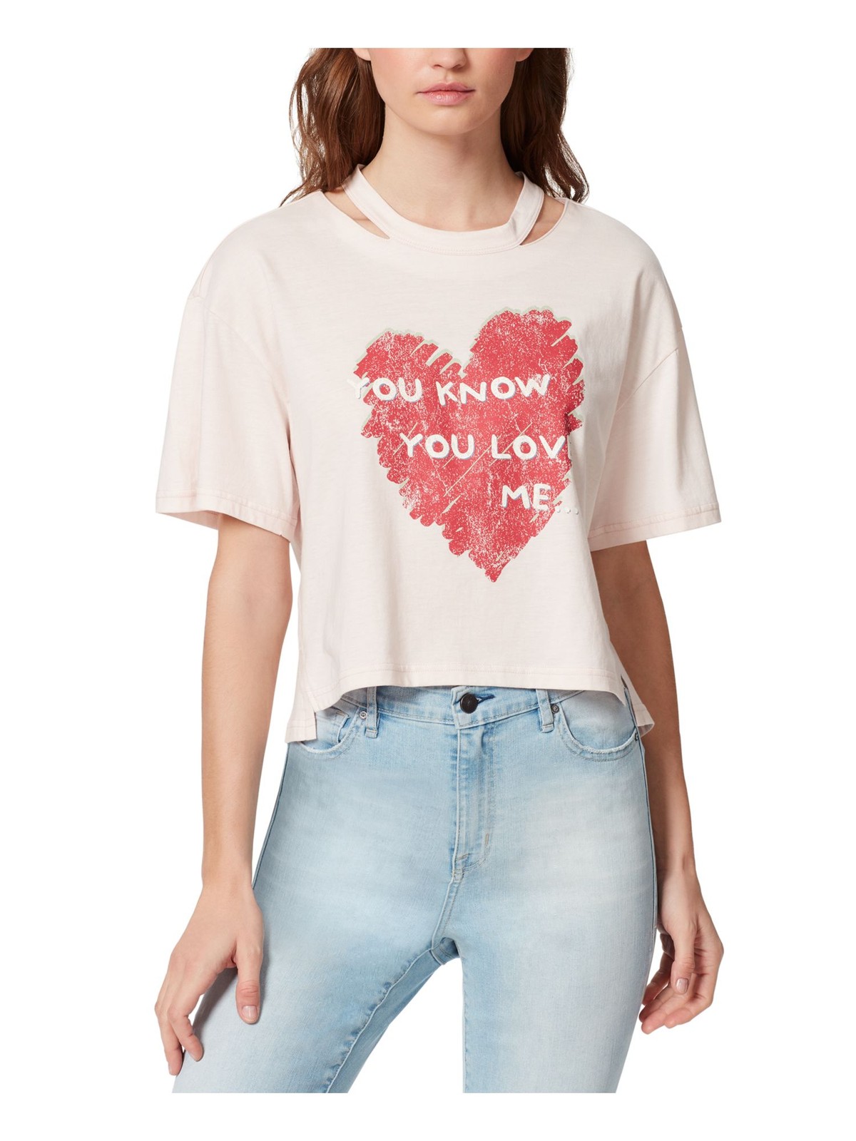 JEANS Womens Pink Dropped Shoulder Split Hem Short Sleeve Crew Neck T-Shirt S