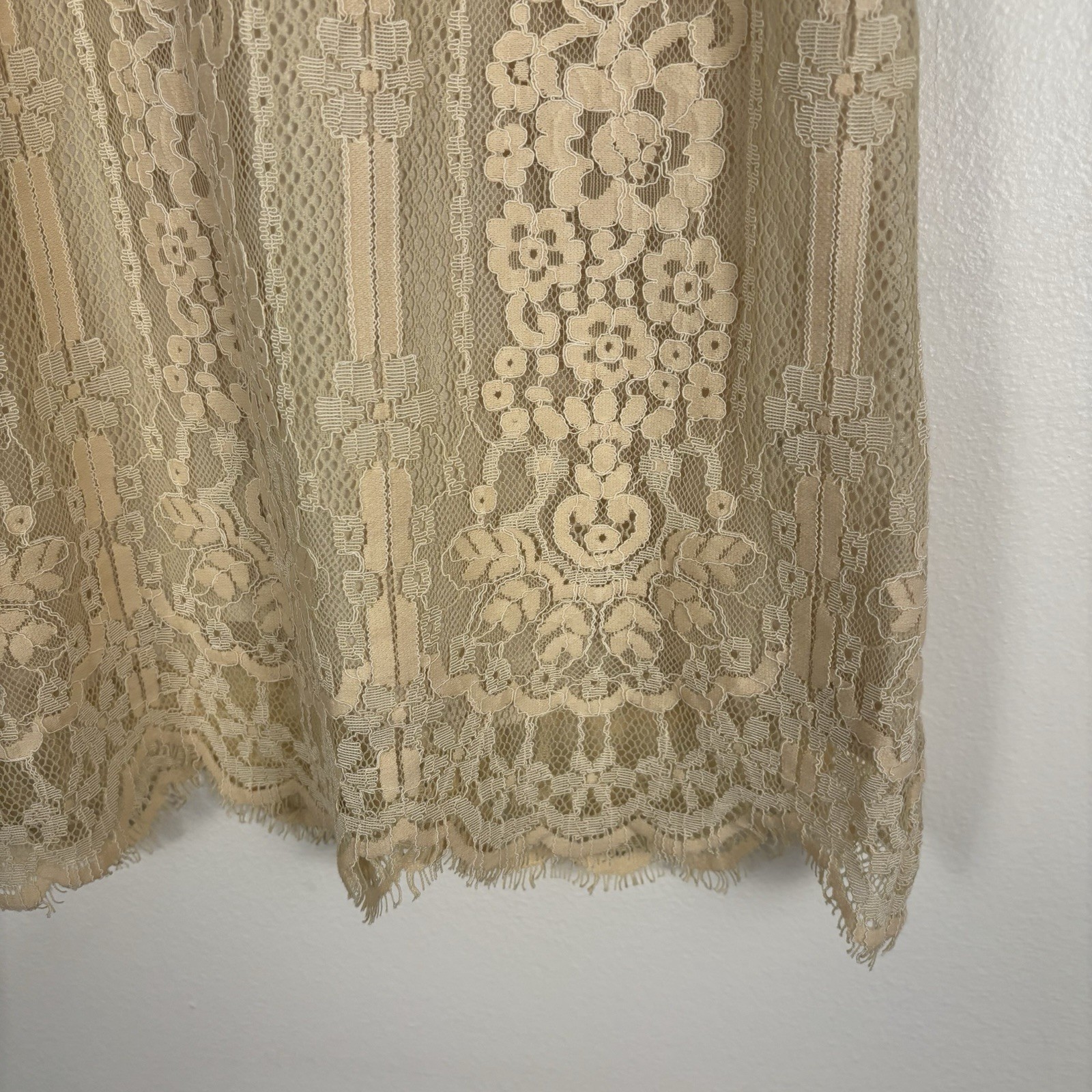 Sundance Esme Scalloped Lace Sleeveless Blouse Ivory Size XS New With Tags