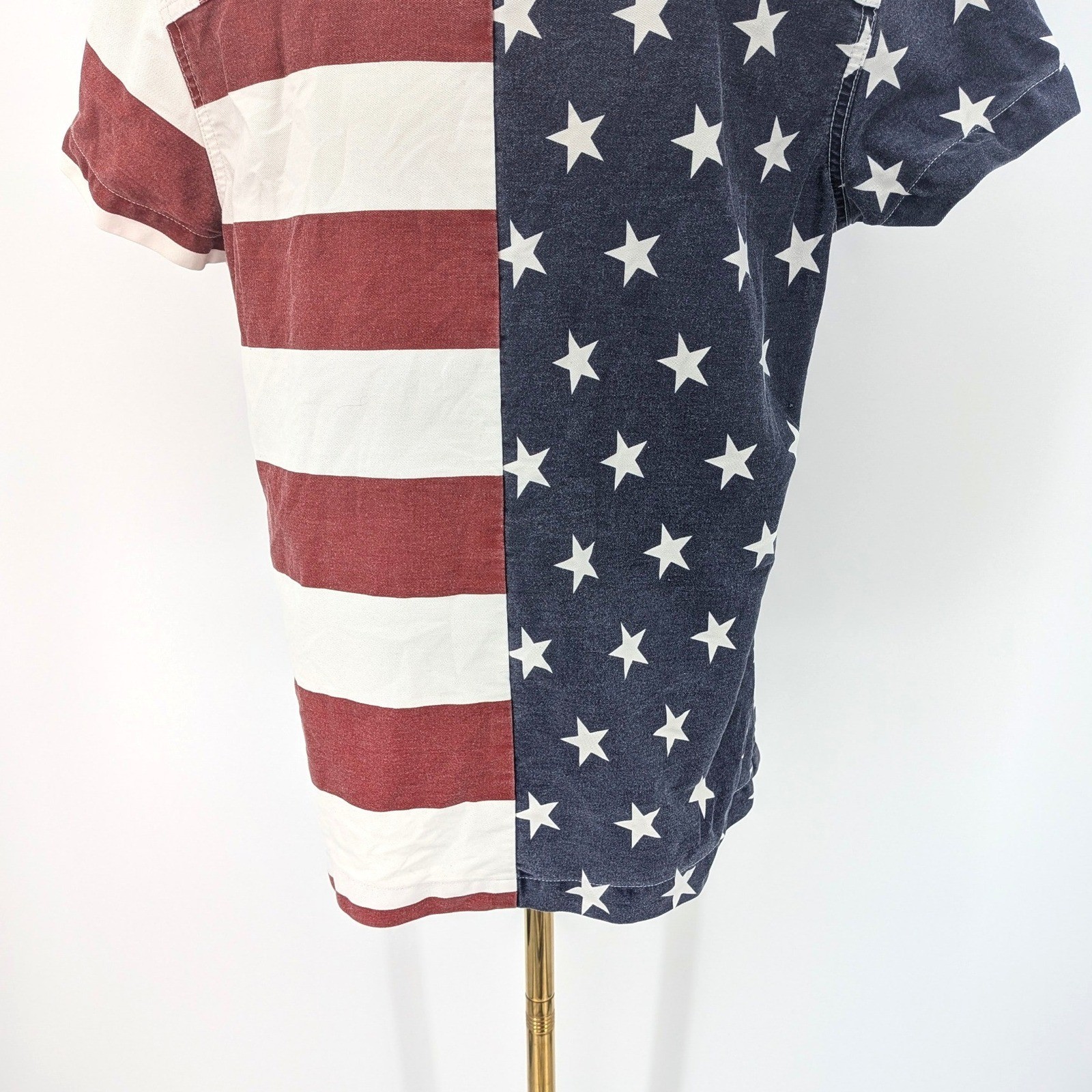 Annex American flag button up shirt patriotic petite M stars stripes