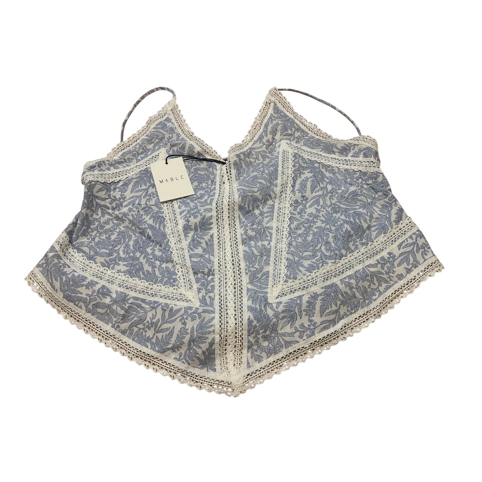 MABLE Crochet Lace Crop Tank Lightweight Blue Tropical Size Large NWT