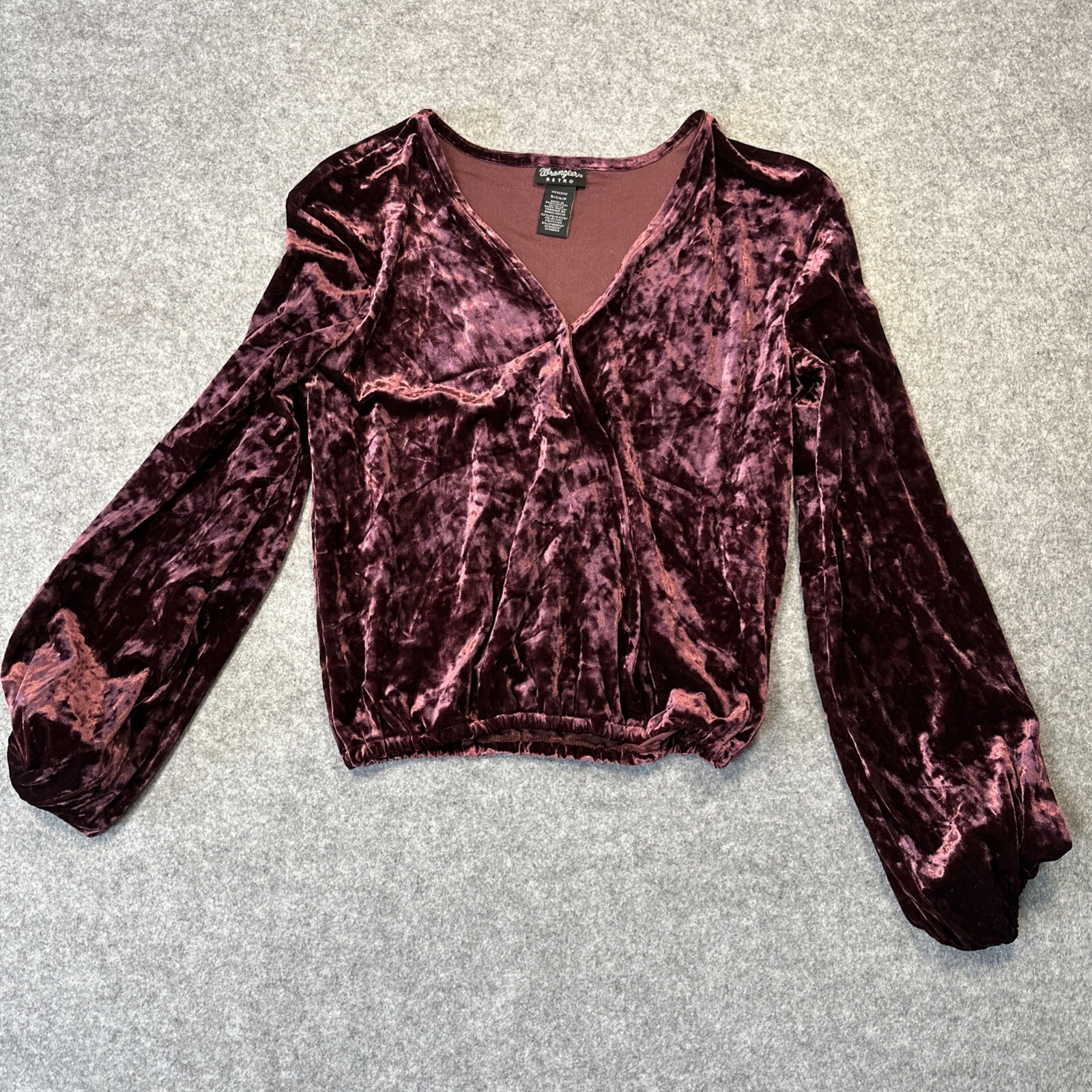 Wrangler Retro Womens S Purple Crushed Velvet Look Long Sleeve Button Shirt