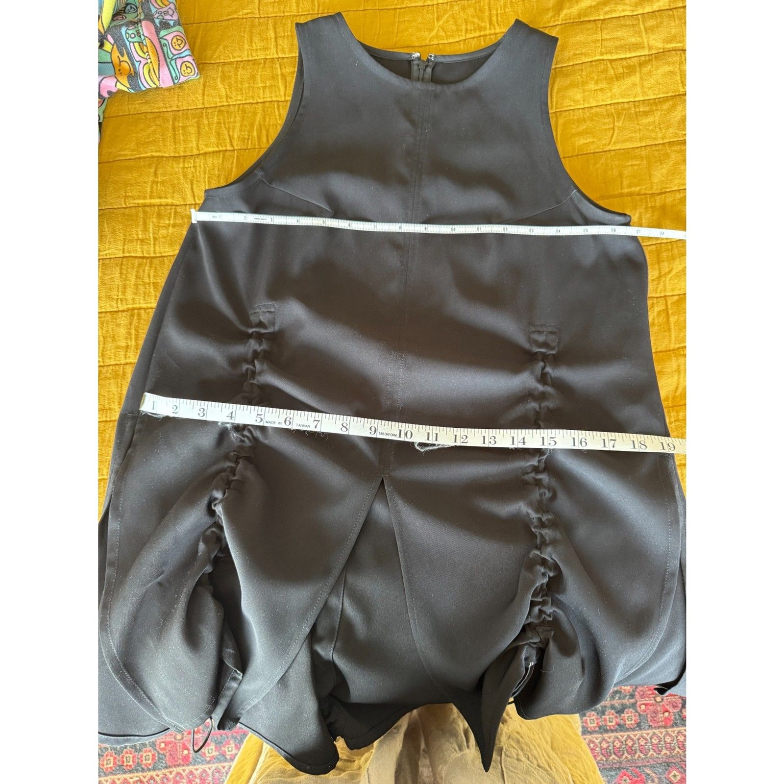 UN3D Japan Avant Garde Sleeveless Top Black Ruched Side Slit Asymmetric Tunic