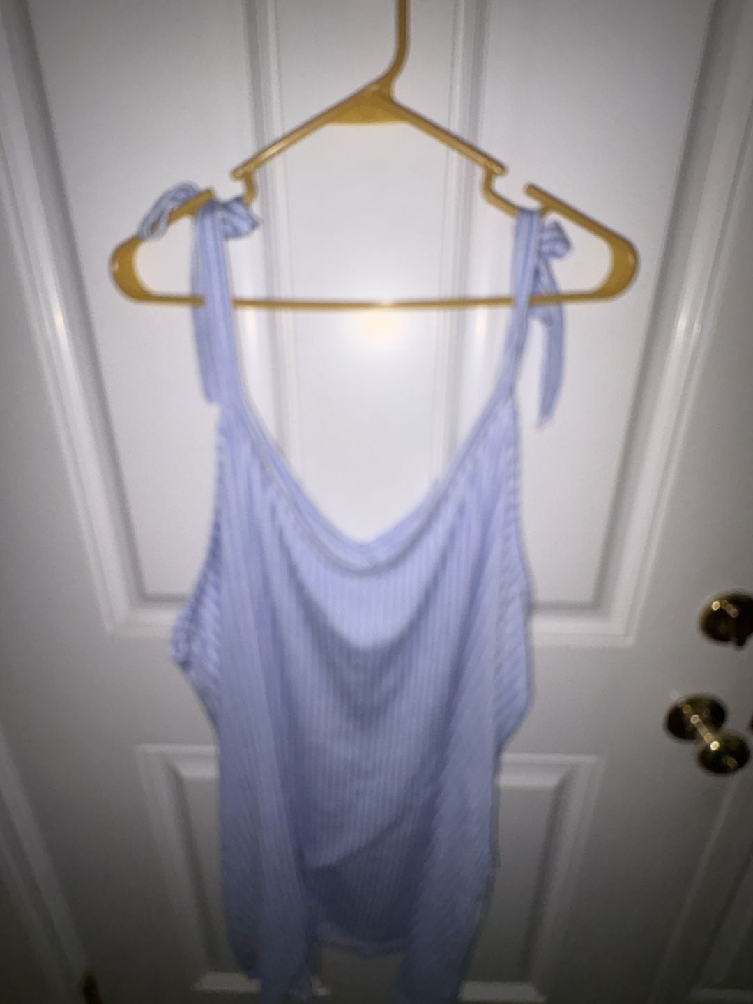 Laura Ashley Blue and White Striped Tie-Strap Sleeveless Top