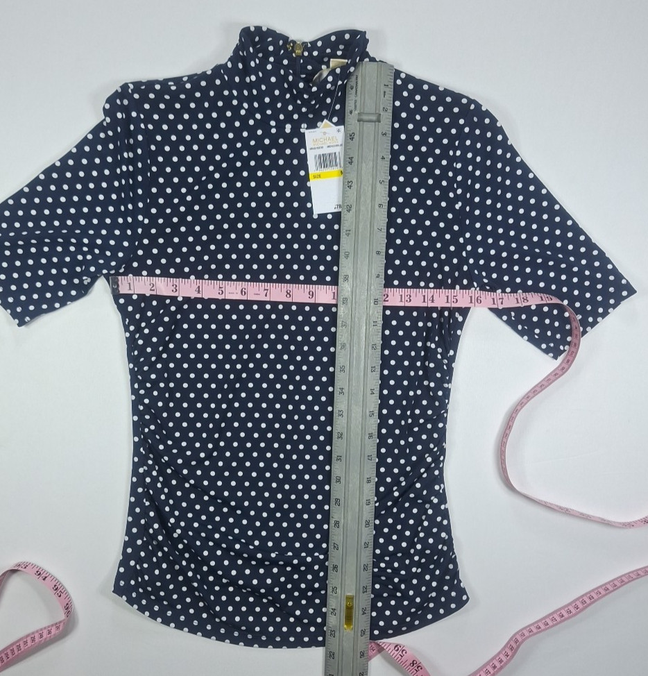 Michael Kors M Women’s Midnight Blue / White Polka Dot Blouse NWT