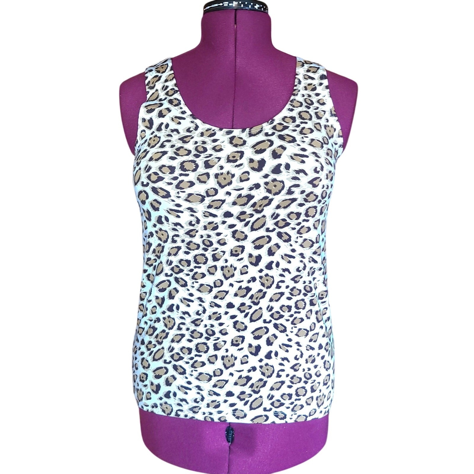 Chico’s Leopard Cheetah Print Tank Top Size Small Nylon Spandex Blend