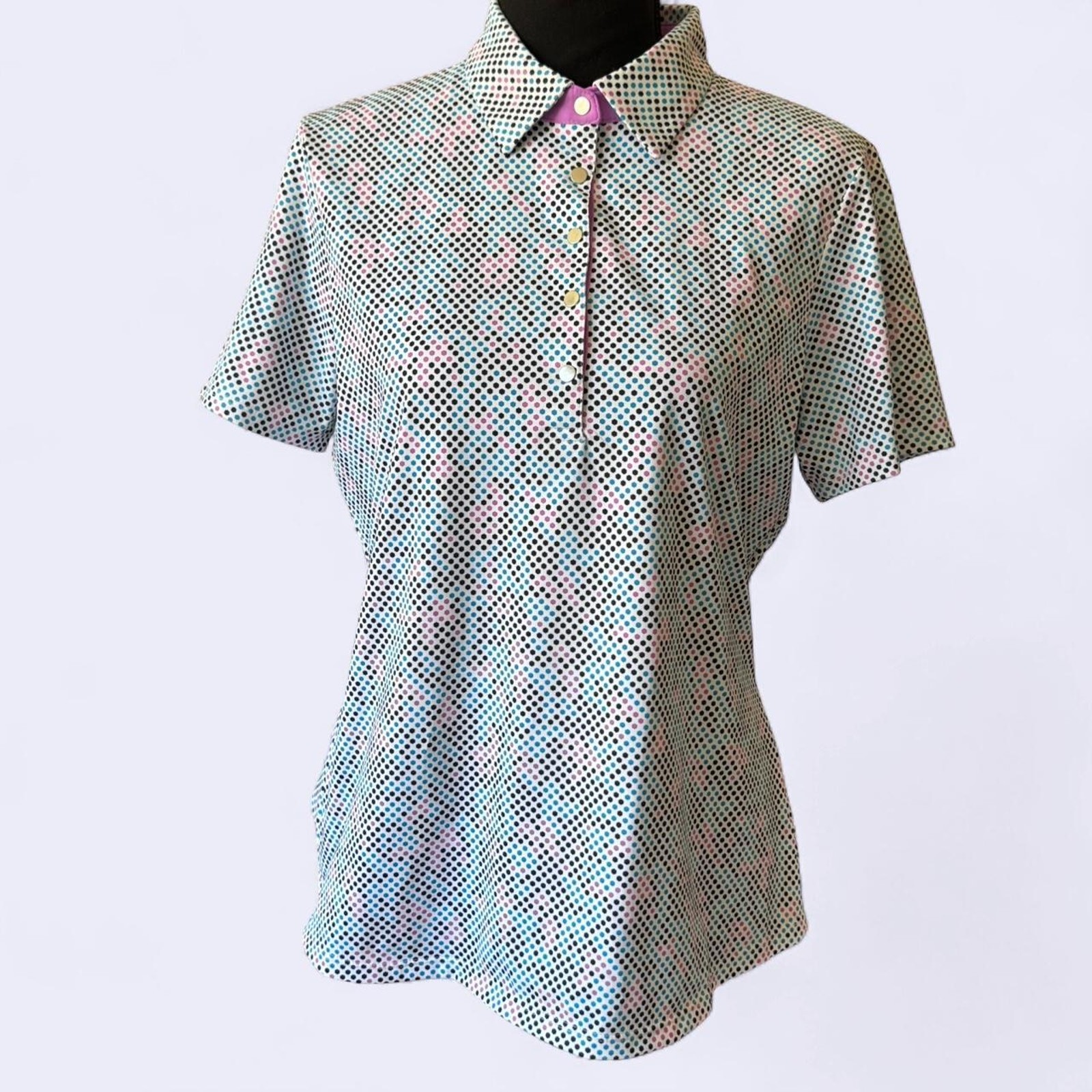 cutter & buck Geometric printed drytec polo top sz m upf 50 athleisure golf