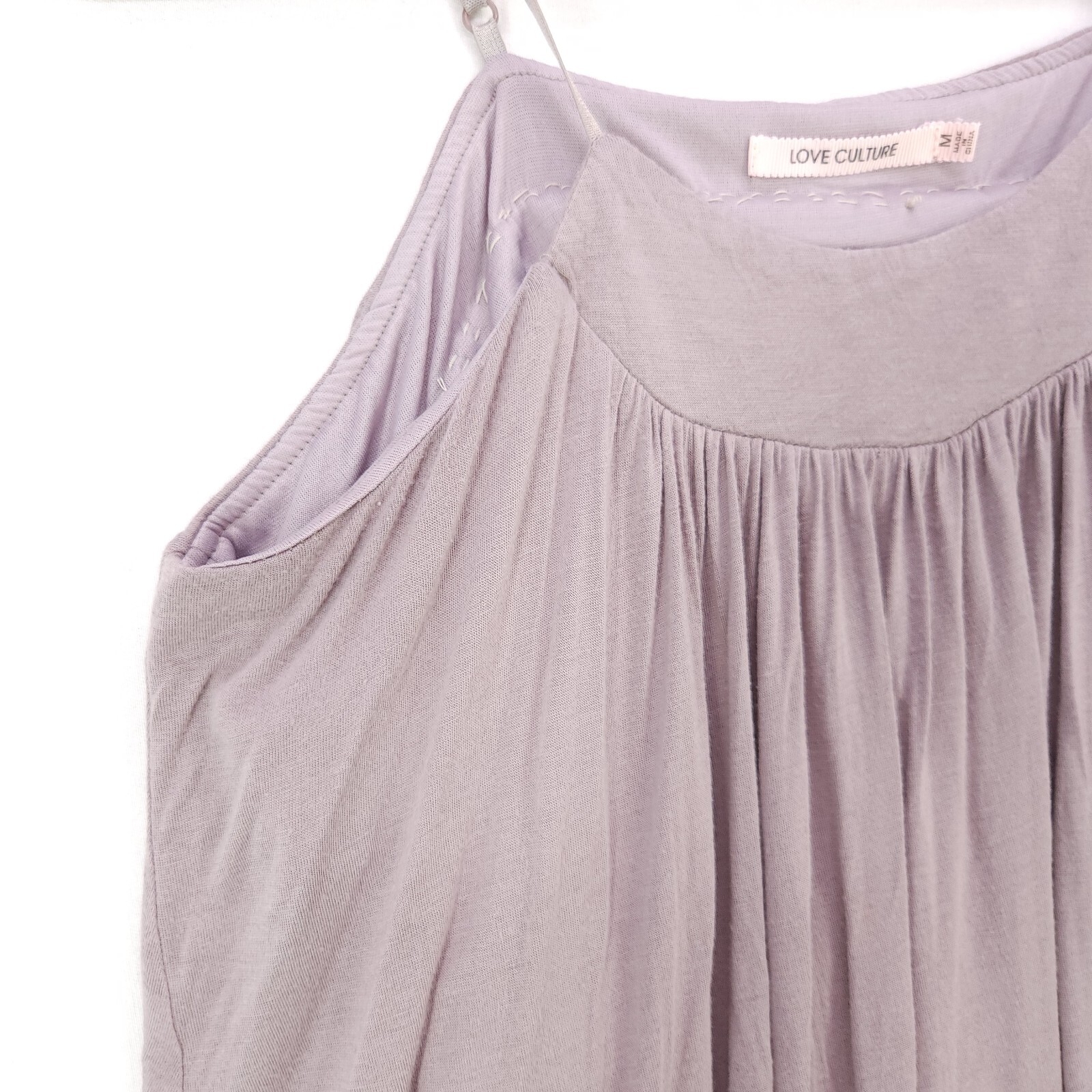 Love Culture Boho Tank Top Womens Medium Gathered Bottom Taupe Pleated Flowy