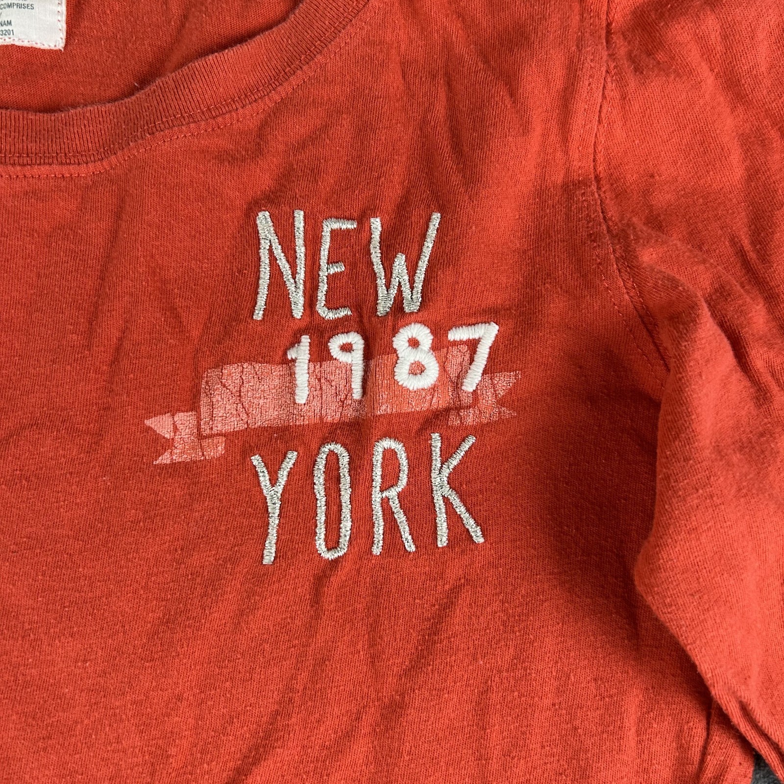 Aeropostale Retro Y2K Orange Large Henley Top Spell Out “87” Long Sleeve