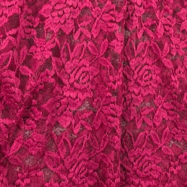Unbranded Lace V-Neck Top Women Medium Fuchsia Pink Cap Sleeve Scalloped Hem