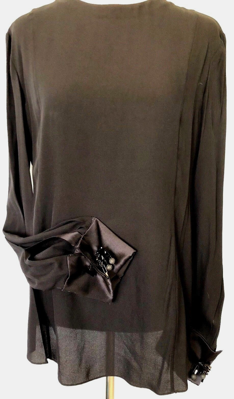 **12* J. MENDEL embellished cuffs silk blouse dress jacket tunic top made in USA