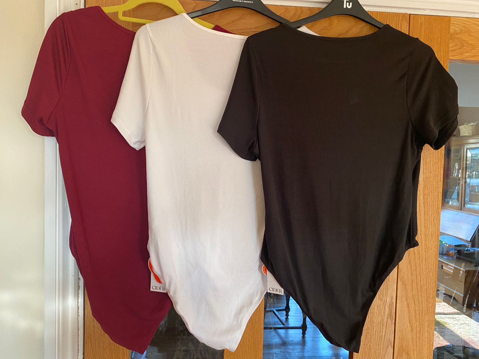Pack of 3 Ribbed Bodysuits – size 1XL – BNWT – Black, White & Burgundy