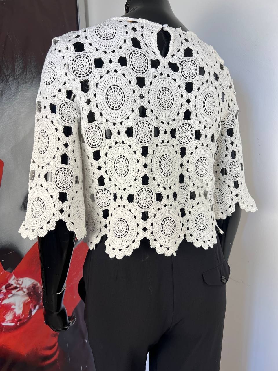 Maje Openwork white blouse top