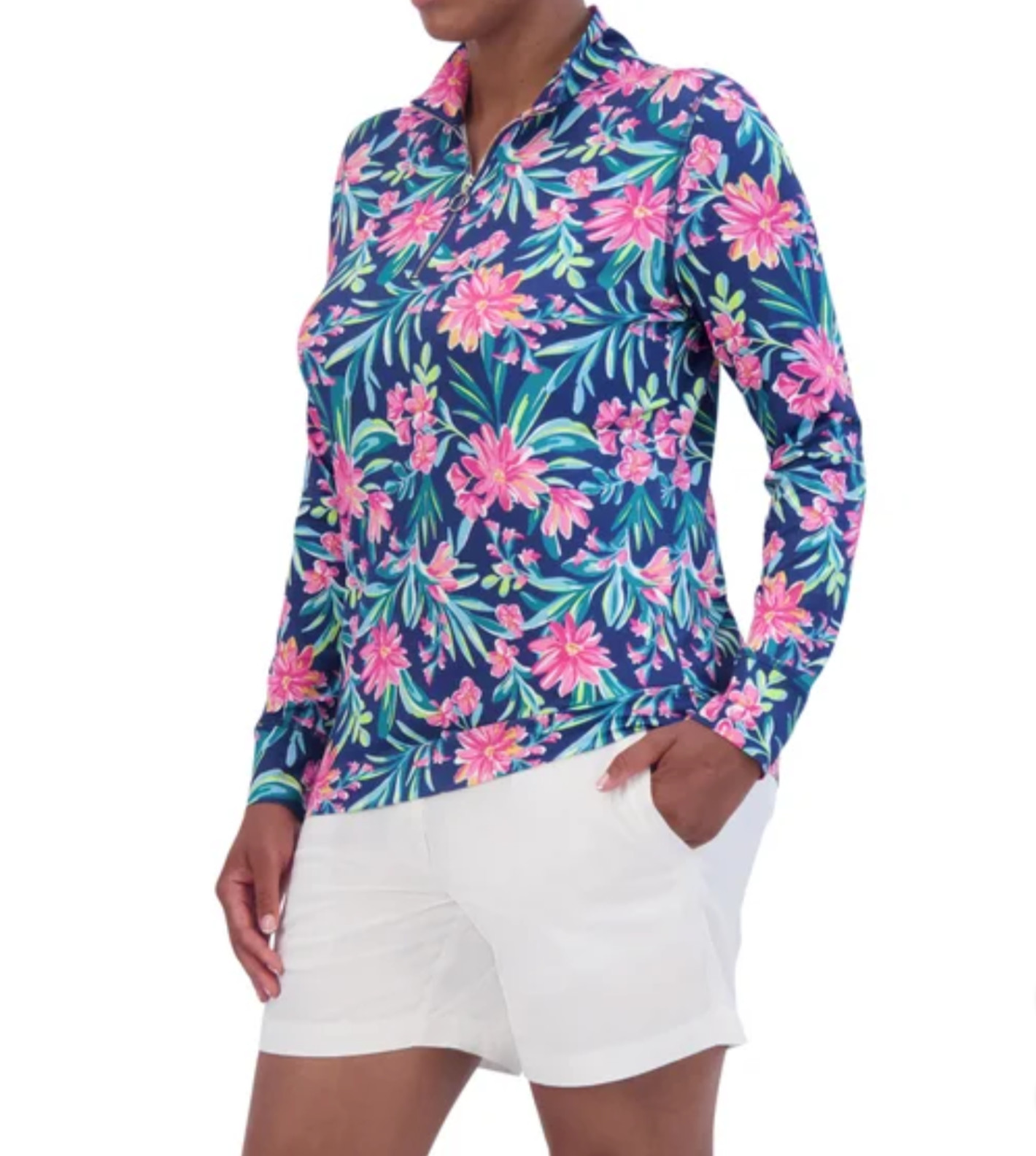 Stella Parker Shirt Quarter Zip Athletic UPF 50 Sun Top S L XL XXL 2X Palm Golf