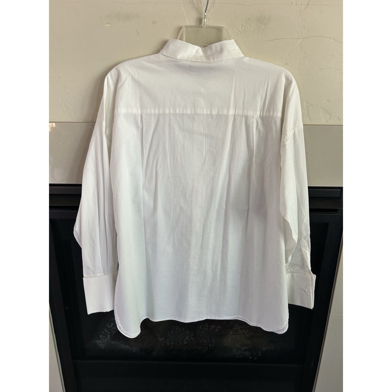Pure Collection Womens US 12 White Embellished Sequin Cotton Button Shirt NWT