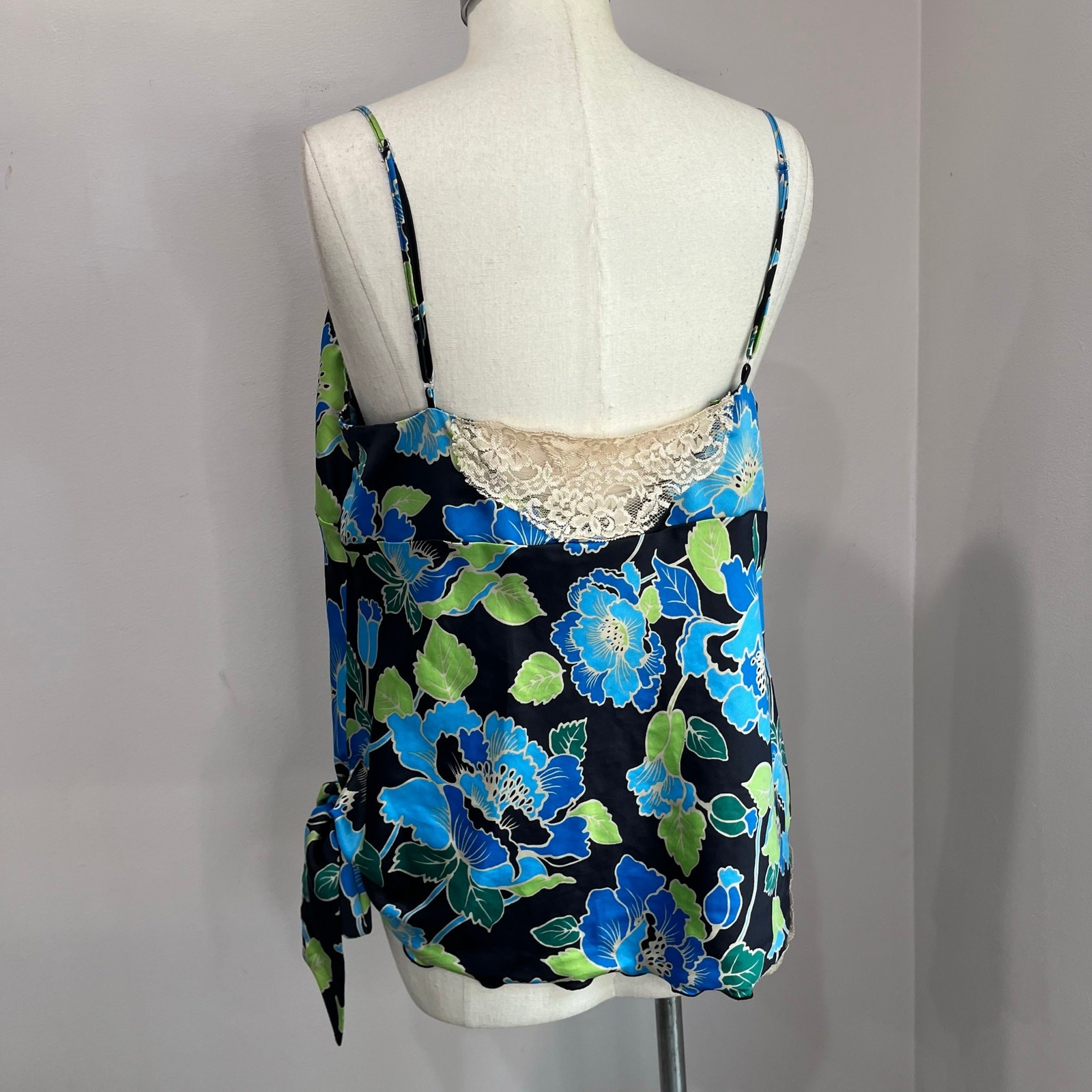 Y2K MIXIT Blue Floral Lace Trim Babydoll Cami Top 2000s Goth Plus 1X