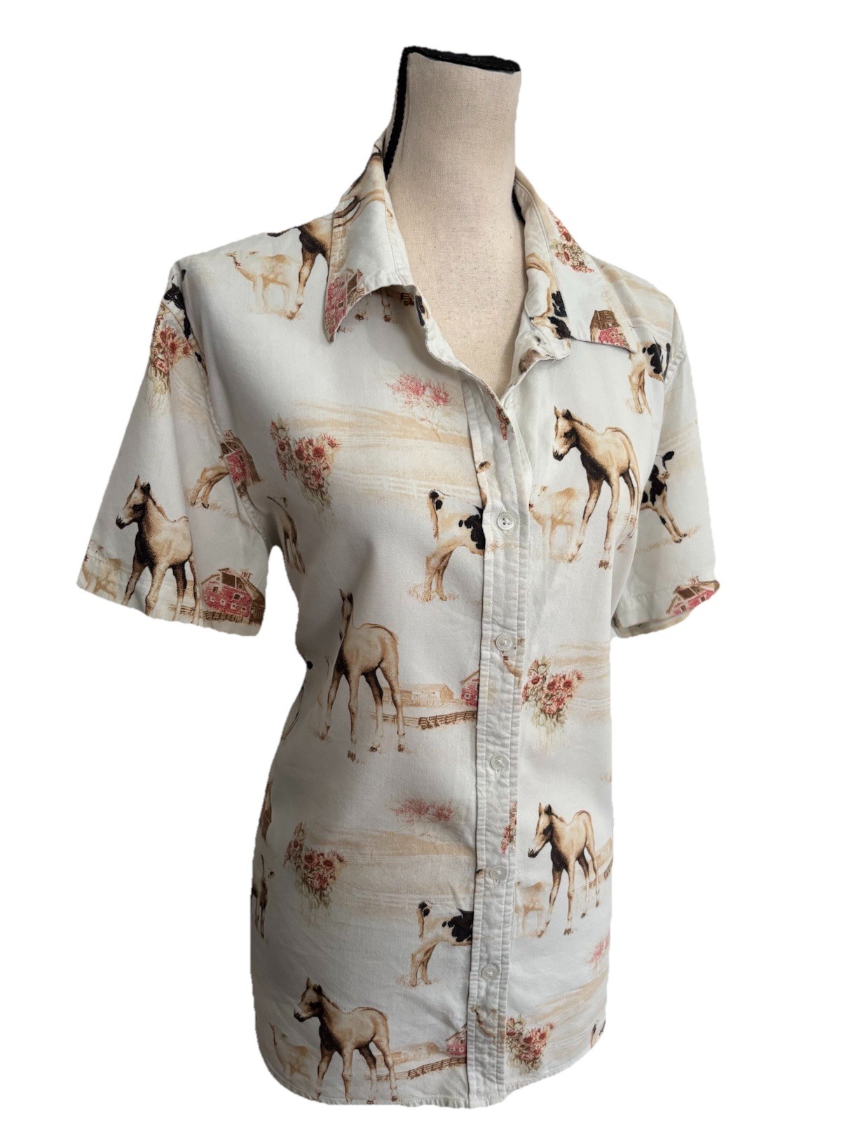 Bit & Bridle Farm Animals Cowgirl Shirt Button Up Rodeo Horse Western XXL
