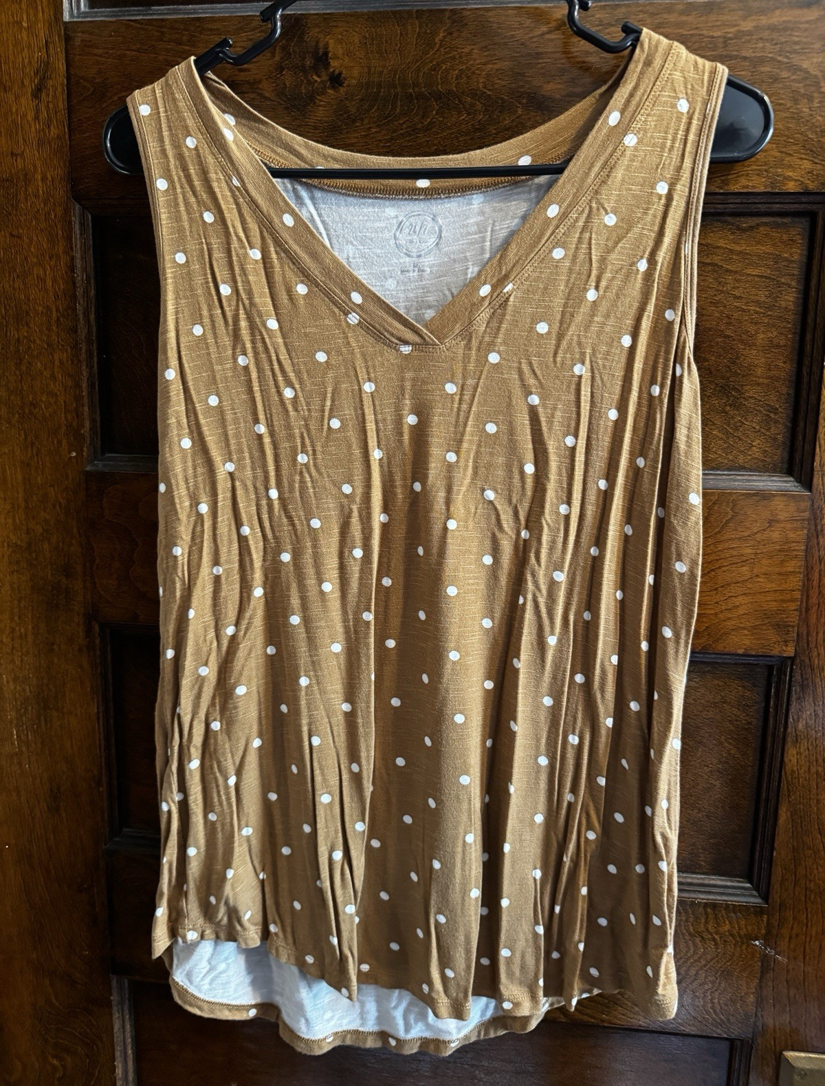 20/20 Women’s Brown/White Polka Dot V-Neck Sleeveless Tank Top Size M