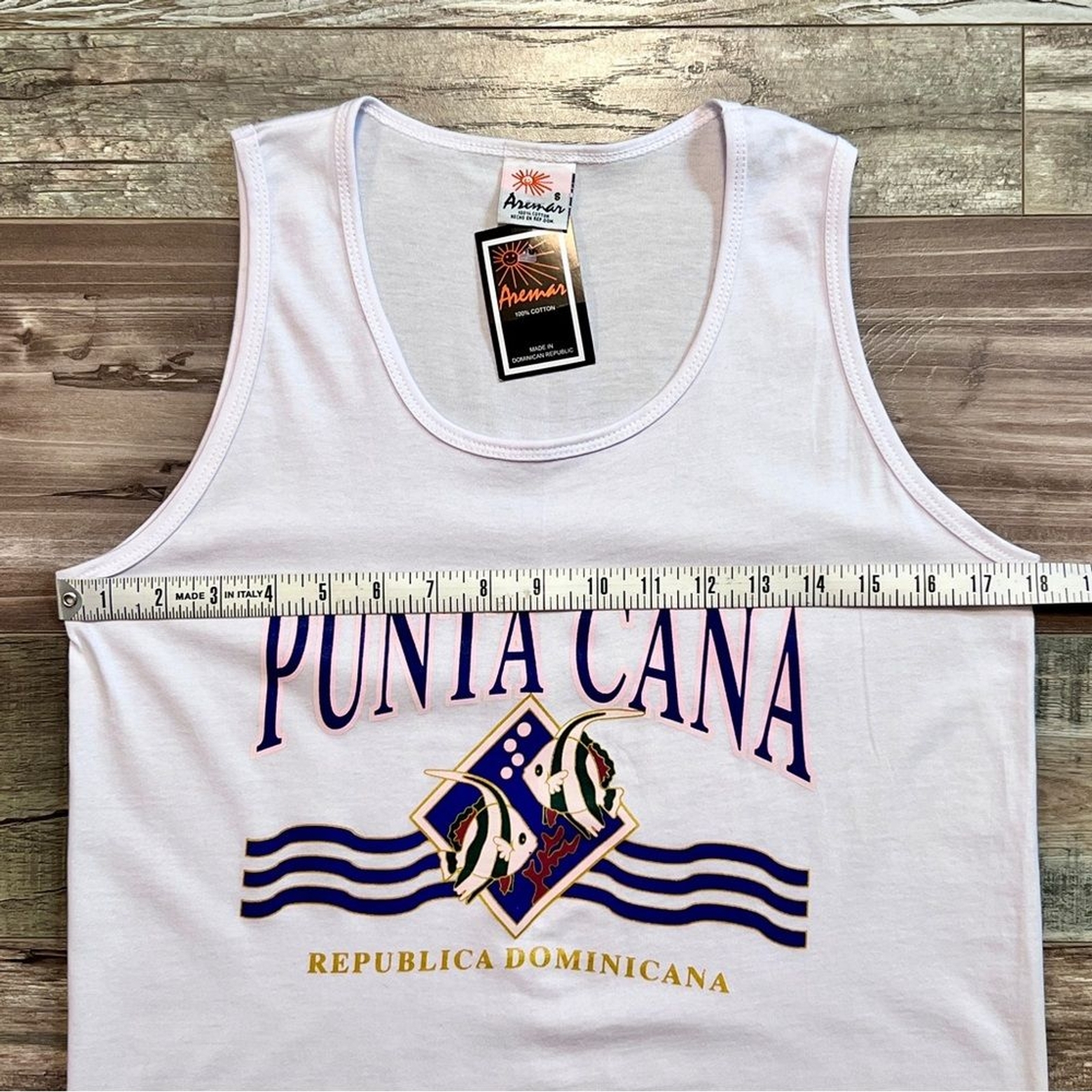 Vintage NWT Punta Cana Dominican Republic Graphic Tank Top Size Small Deadstock