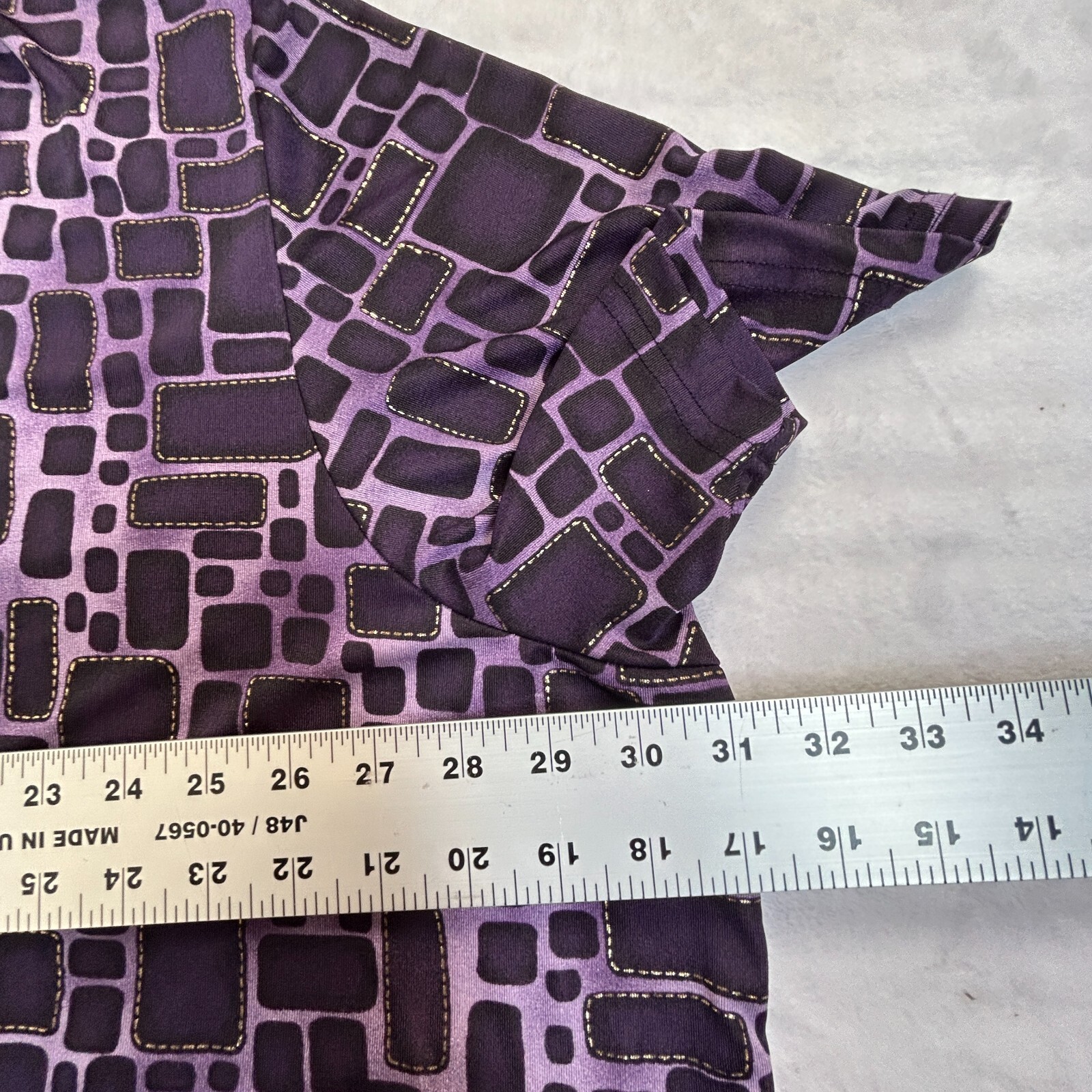 Fashion Bug Women’s Tunic Top Stretchable Pebble Print Purple Plus Size 4X New