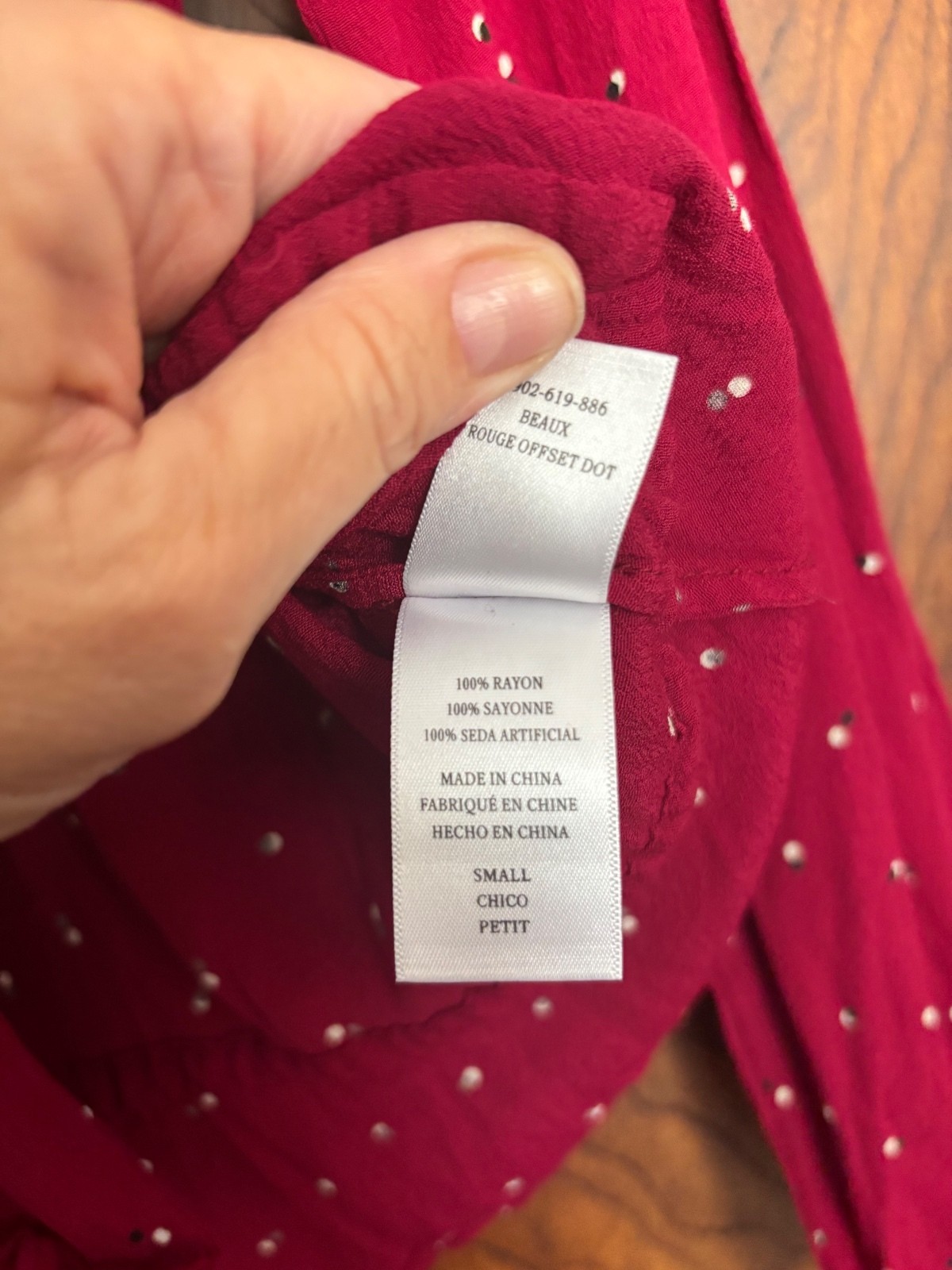 Rails Beaux Rouge Offset Dot Rayon Blouse Small