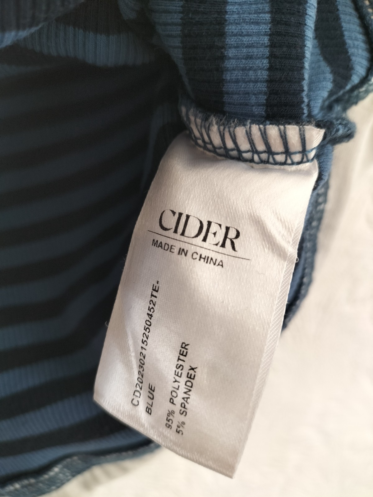 Cider Blue Cropped Top T-shirt Polo Halter Layer Striped Button Short Size S