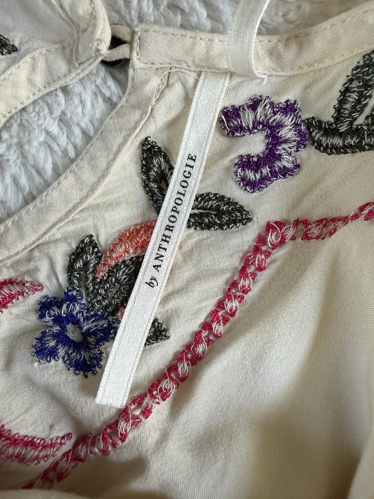 Anthropologie Ruffle Embroidered Cover Up Boho Beach Festival Sz Large/XL Petite