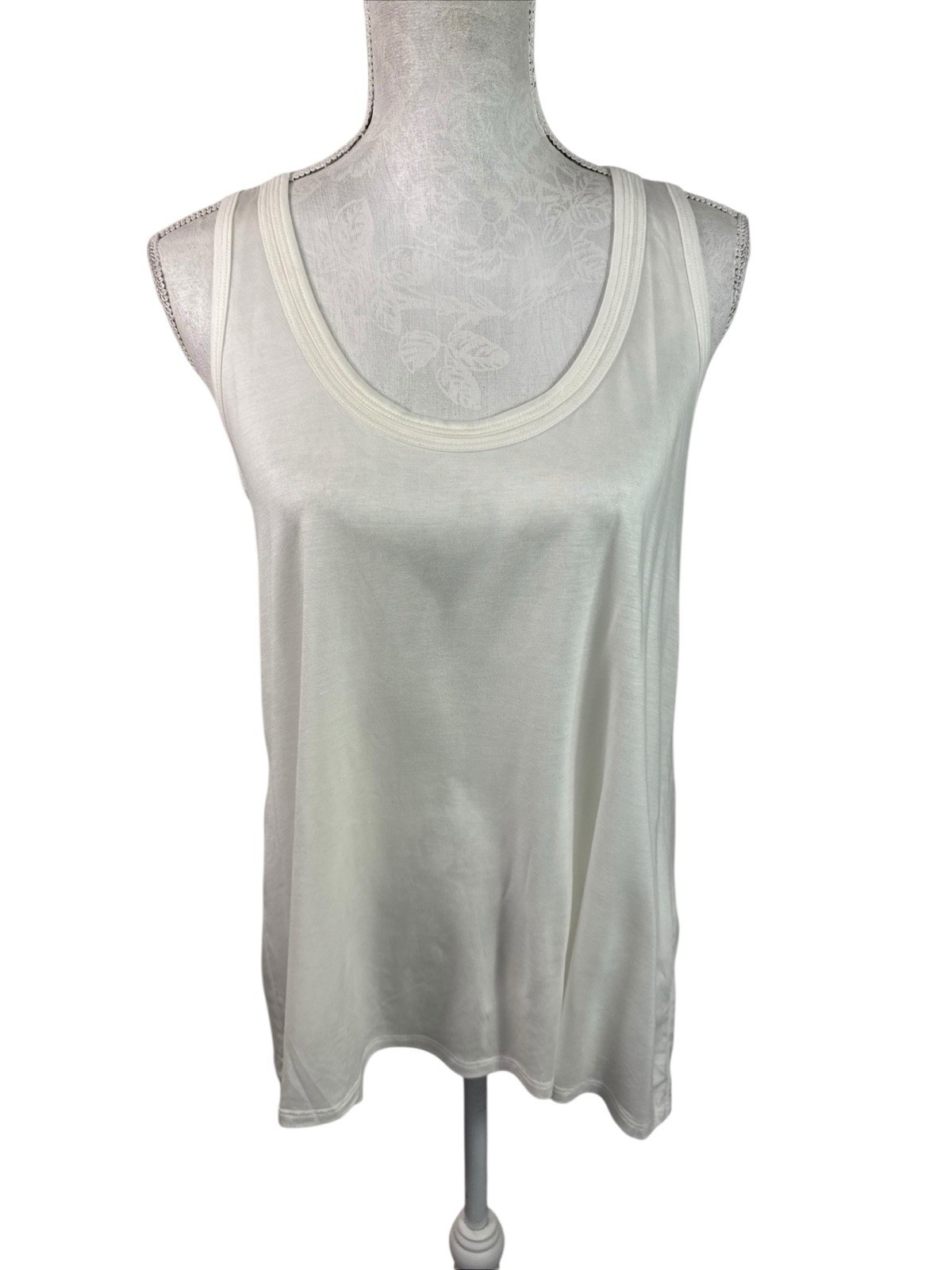 Adriano Goldschmied Women S A-Line Tank Top White Watercolor Graphic Back NWOT