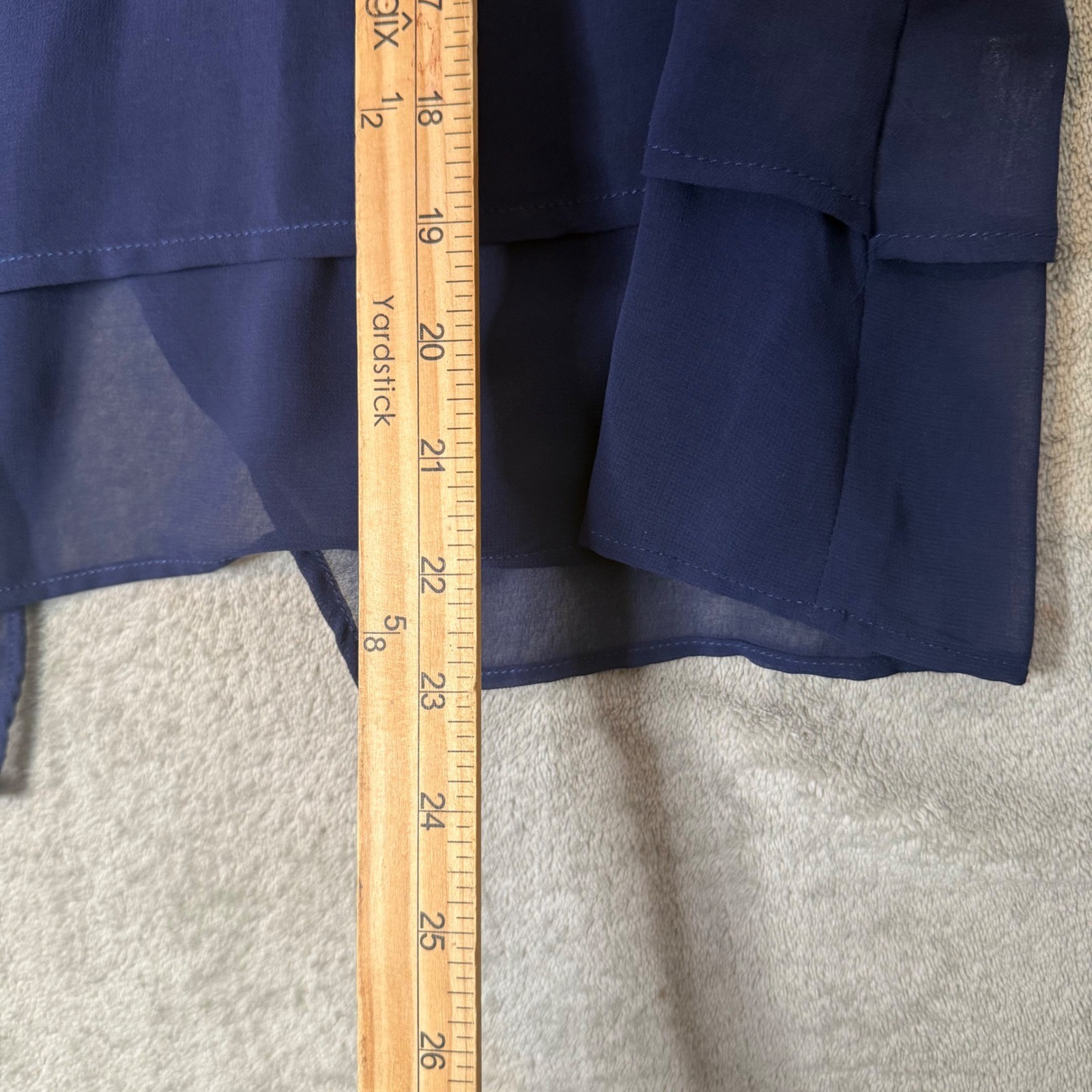 Navy Blue Layered Tank Top Womens M Split Back Chiffon Office Minimalist Shell