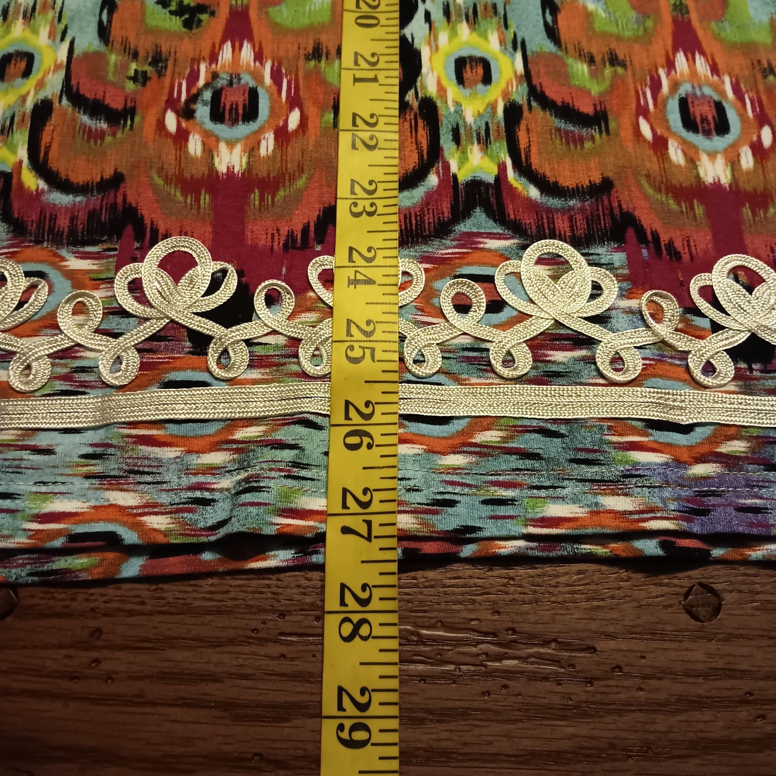 V. Cristina Colorful V Neck Top Size Large 3/4 Sleeve