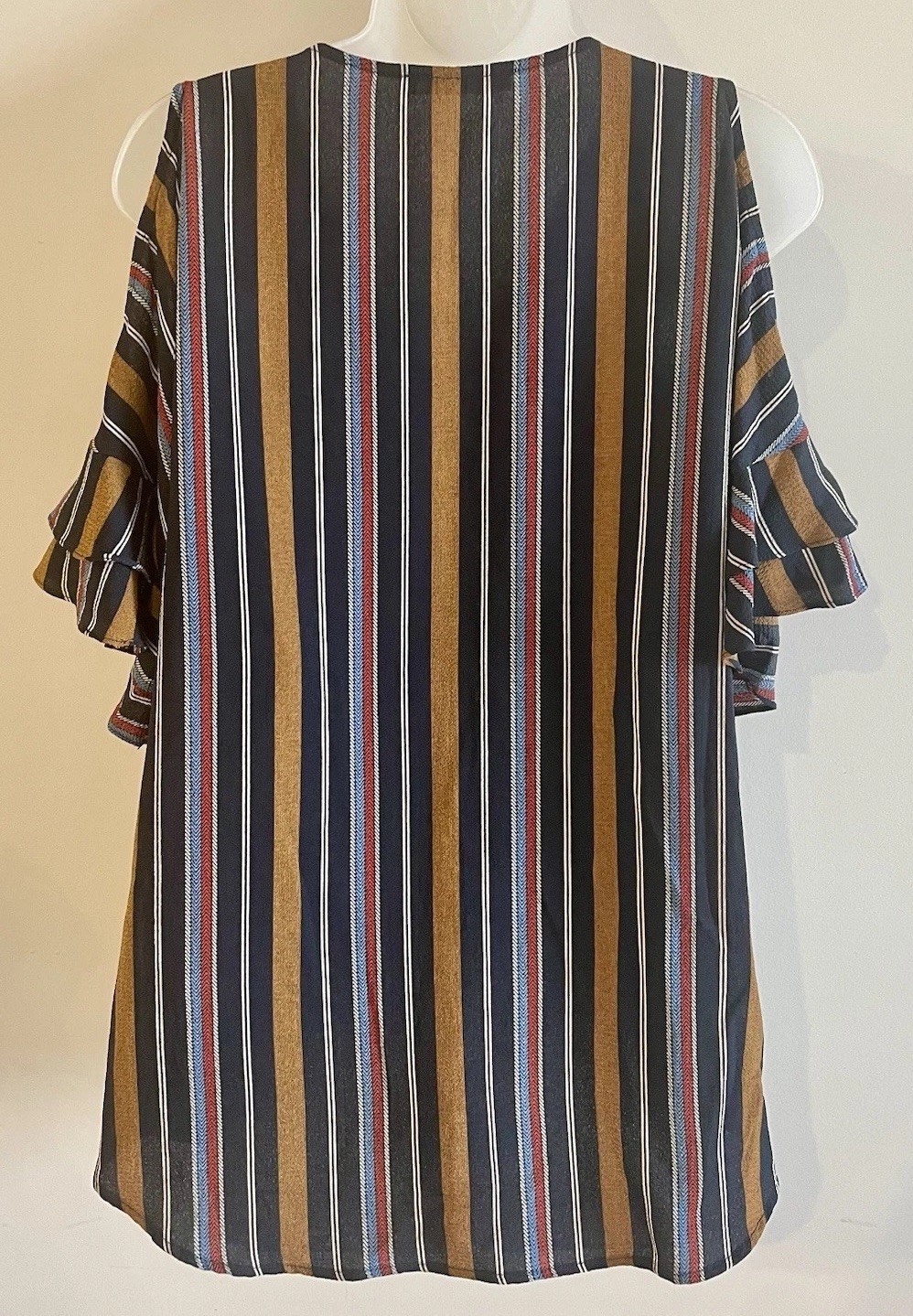 New Andree by Unit Striped Ruffle Blouse Size Medium M Top Summer Workwear NWT