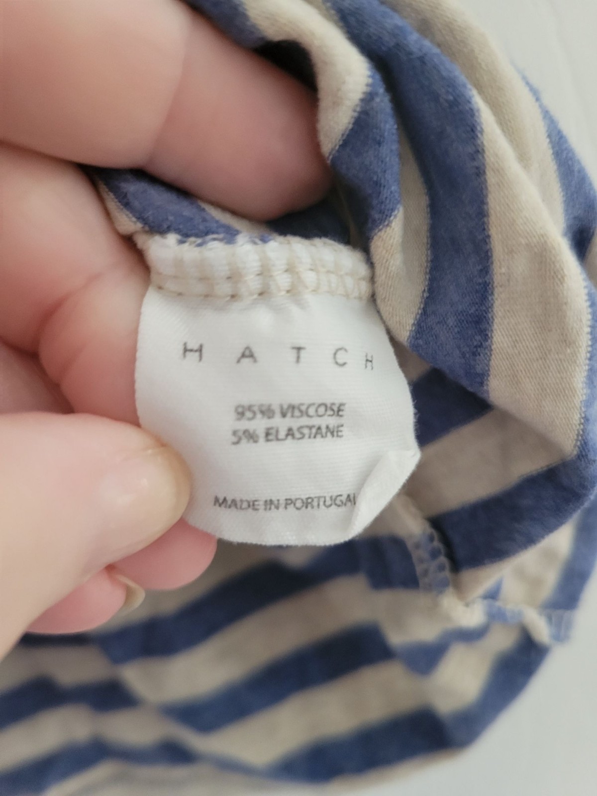 Hatch Blue Gray Striped Maternity top size Small Pregnancy Coastal Nautical
