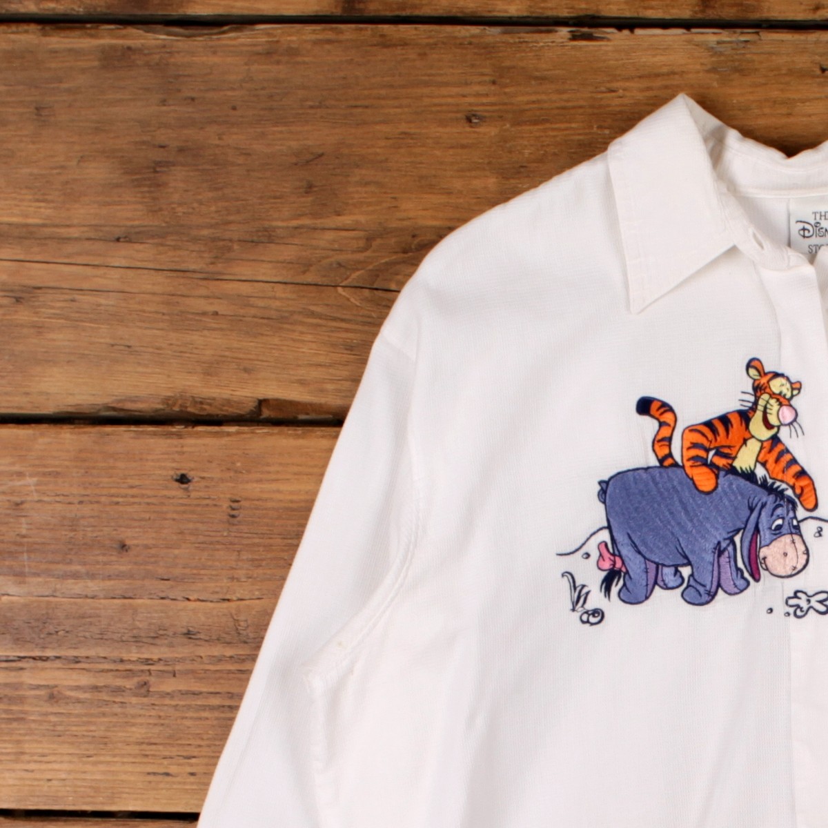 Vintage The Disney Store Shirt L Womens Button 90s Cotton Winnie The Poo White