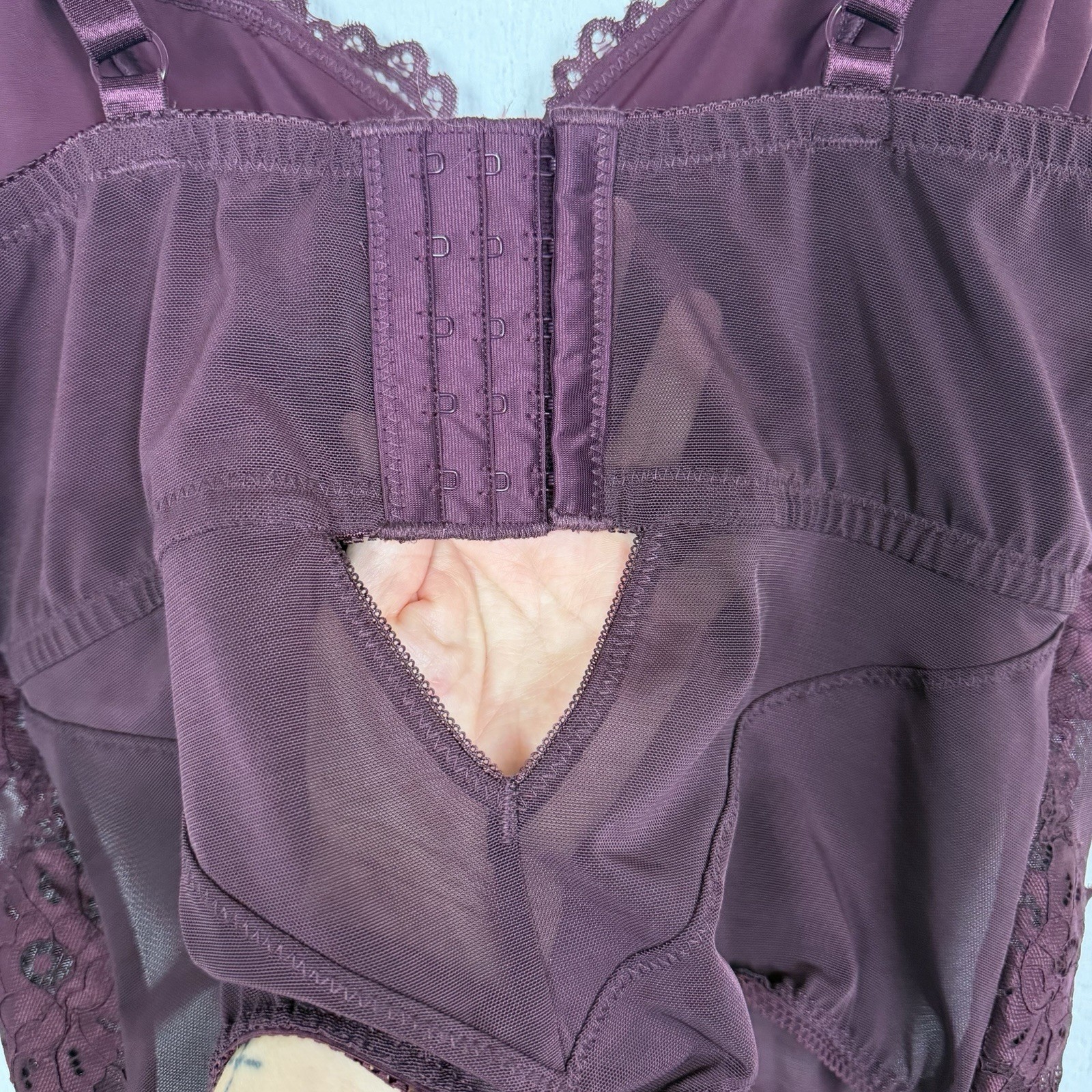 Torrid NWT Lingerie Bodysuit SZ L Wine Underwire Mesh Lace Sexy Wedding Night