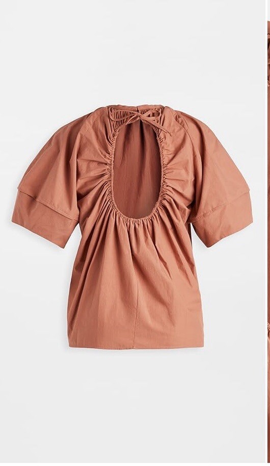 Deveaux NY Orig $495 Women’s Coral Open Back Cotton Poplin Top Blouse SZ 8-12