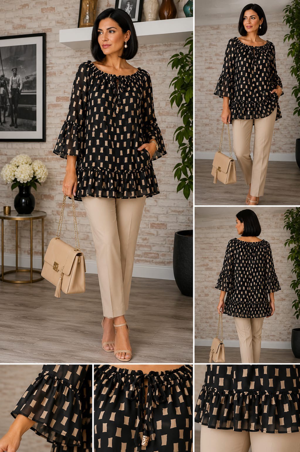 Joseph Ribkoff women’s tunic size 34-36 | elegant chiffon blouse with ruffles