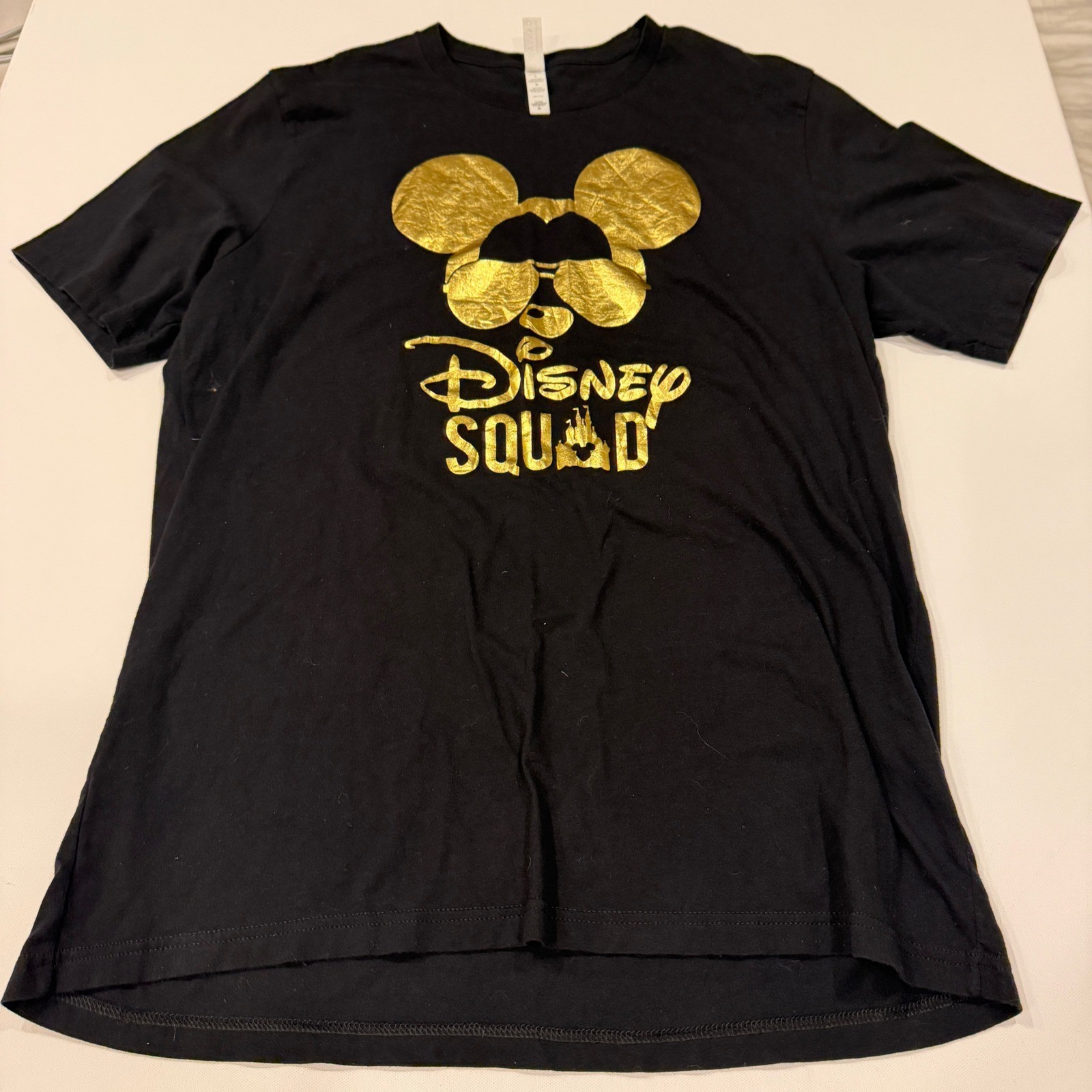 Disney Squad Mickey Mouse Gold Foil Graphic T-Shirt Black Bella Canvas XL